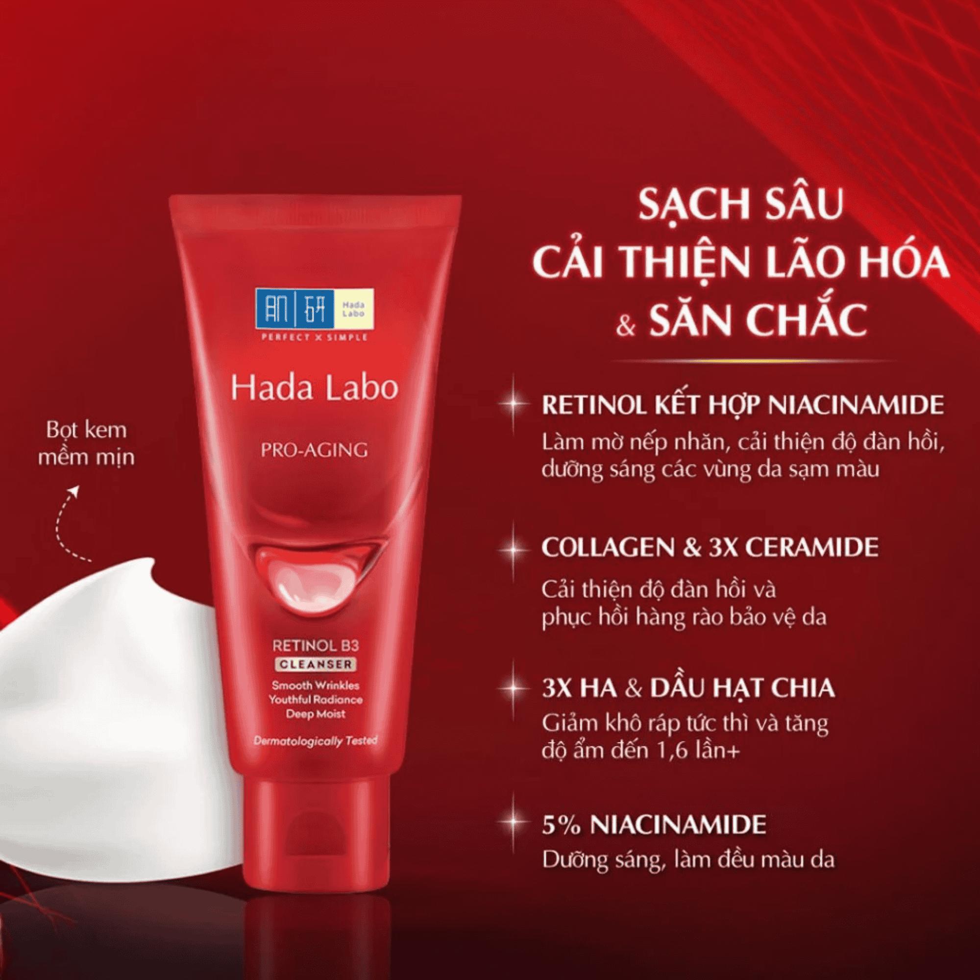 Sữa Rửa Mặt Chống Lão Hóa Hada Labo Pro Anti-Aging Cleanser – 80g - Image 3