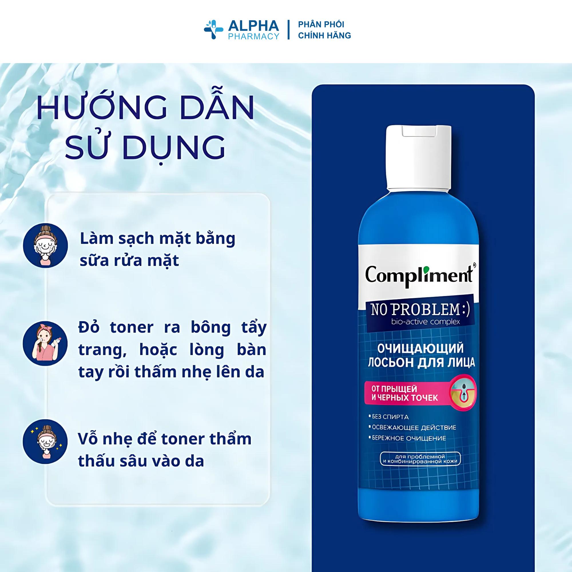 Toner Compliment No Problem Cấp Ẩm Kiềm Dầu Mờ Thâm - 200ml - Image 3