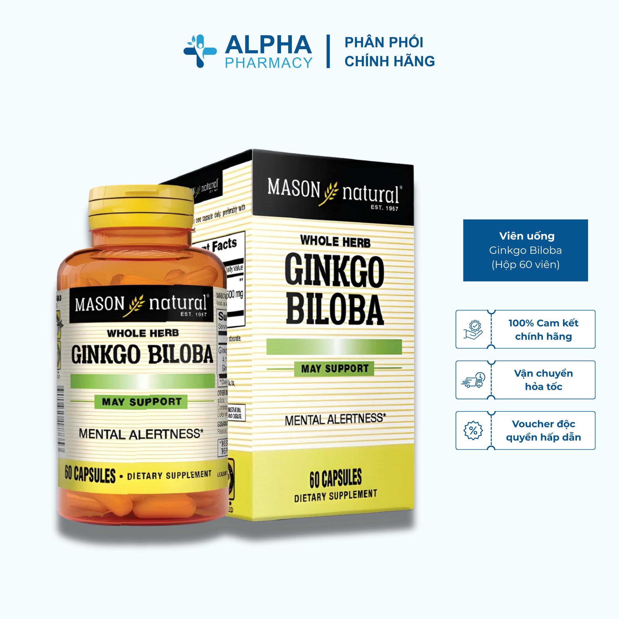 Viên Uống Bổ Sung Mason Ginkgo Biloba Hỗ Trợ Tăng Cường Tuần Hoàn Máu Não, Cải Thiện Trí Nhớ