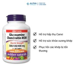 Alternative view of Viên Uống Glucosamine Chondroitin MSM Webber Naturals Hỗ Trợ Giảm Đau Do Viêm Và Thoái Hóa Khớp – Lọ 120 Viên