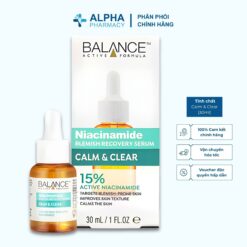 Tinh Chất Balance Active Formula Niacinamide Blemish Recovery Serum Calm & Clear Ngừa Mụn, Mờ Thâm – 30ml