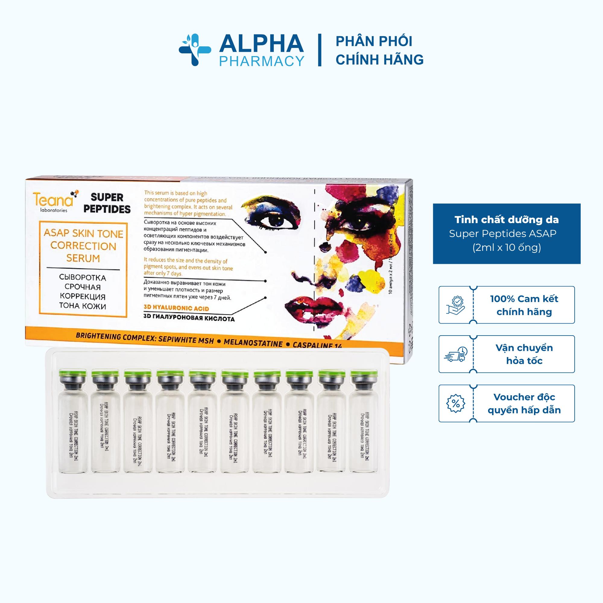 Tinh Chất Dưỡng Da Teana Super Peptides ASAP Làm Đều Màu Da, Giảm Thâm Sạm, Sáng Da Tự Nhiên - 20ml (2ml x 10 ống)