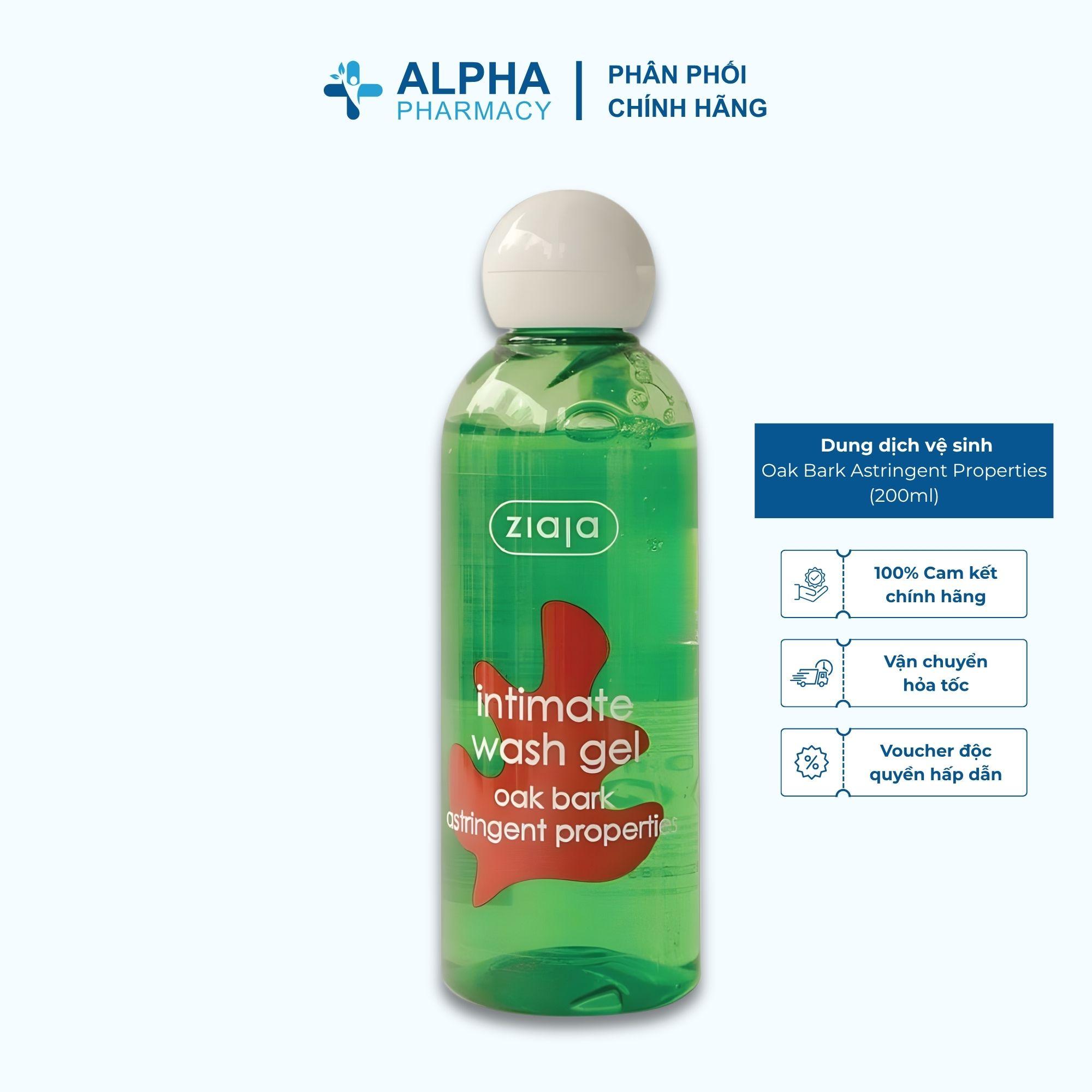 Dung Dịch Vệ Sinh Phụ Nữ Vỏ Xoài Đỏ Ziaja Intimate Wash Gel Oak Bark Astringent Properties - 200ml