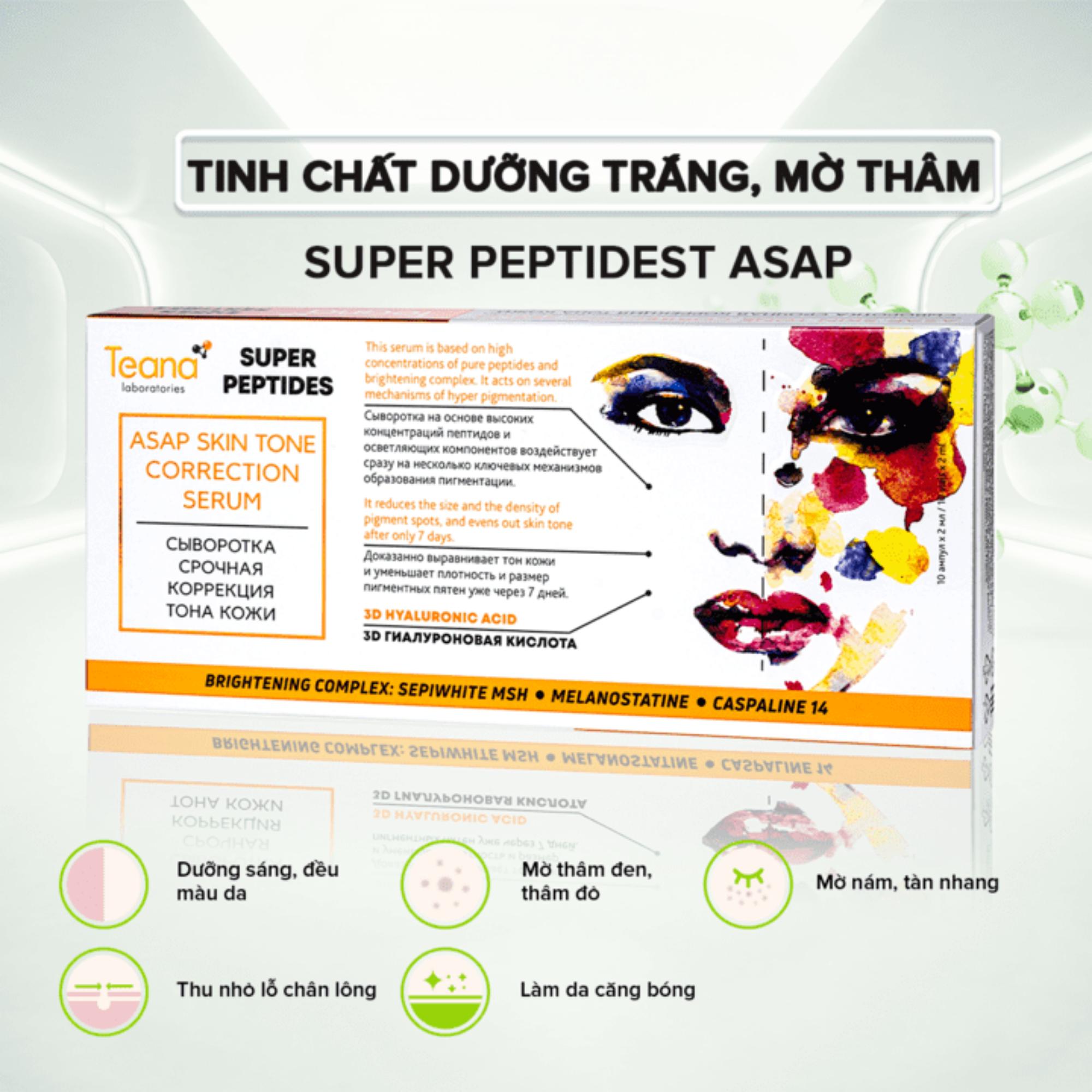 Tinh Chất Dưỡng Da Teana Super Peptides ASAP Làm Đều Màu Da, Giảm Thâm Sạm, Sáng Da Tự Nhiên - 20ml (2ml x 10 ống) - Image 2