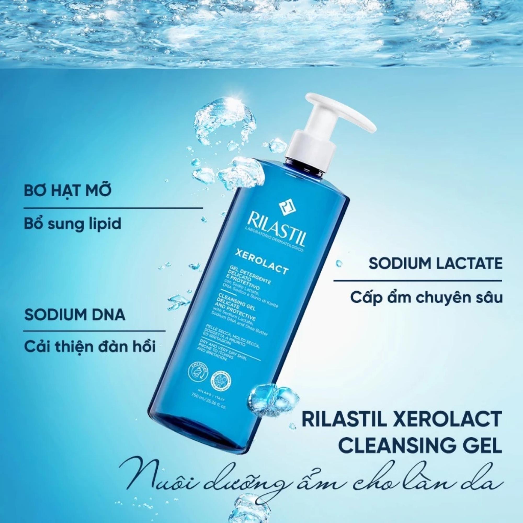 Gel Rửa Mặt & Toàn Thân Rilastil Xerolact Cleansing Gel Làm Sạch & Dưỡng Ẩm Da - 200ml/400ml/750ml - Image 3