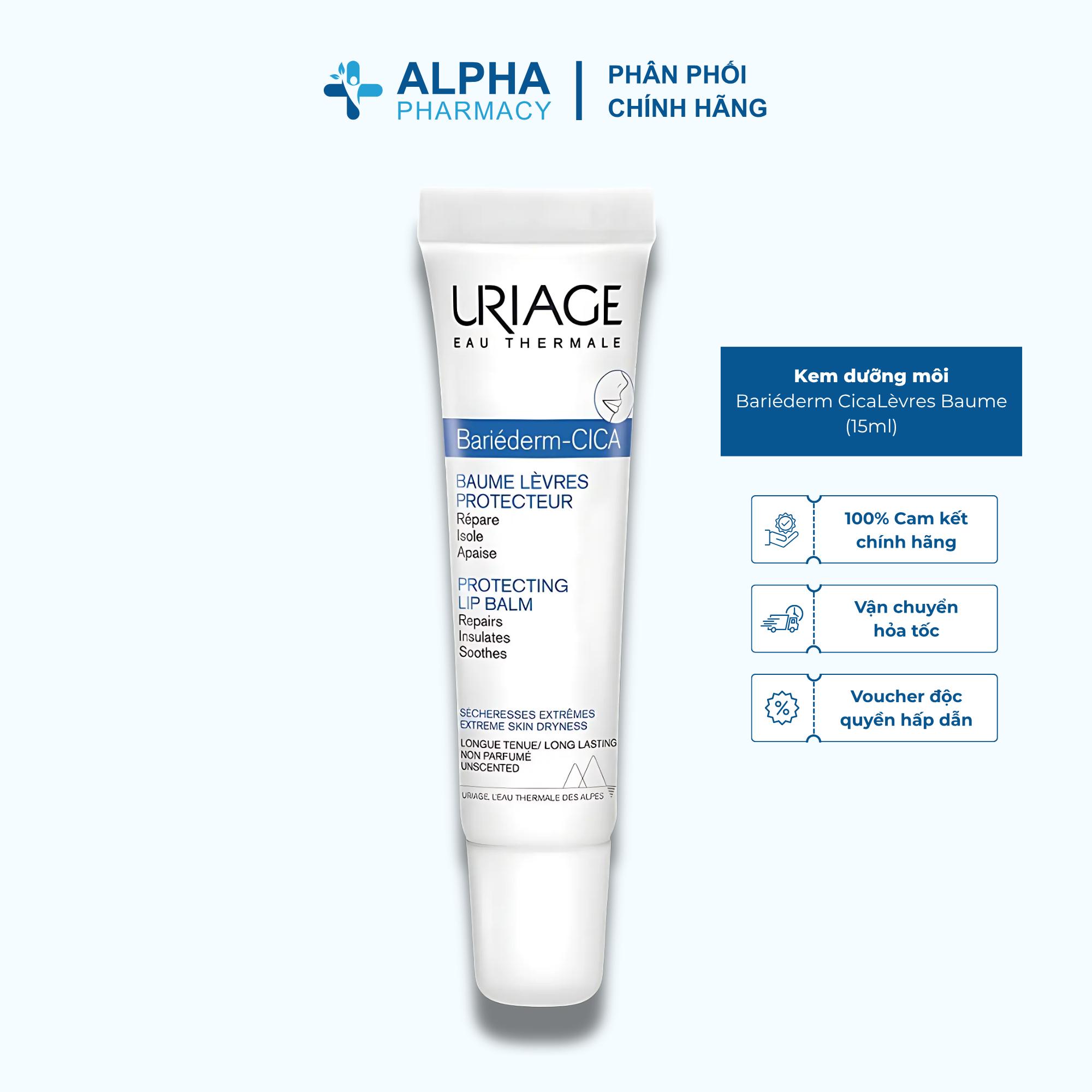 Kem Dưỡng Môi Uriage Bariéderm CicaLèvres Baume Protecteur Dưỡng Môi Khô & Nứt Nẻ – 15ml