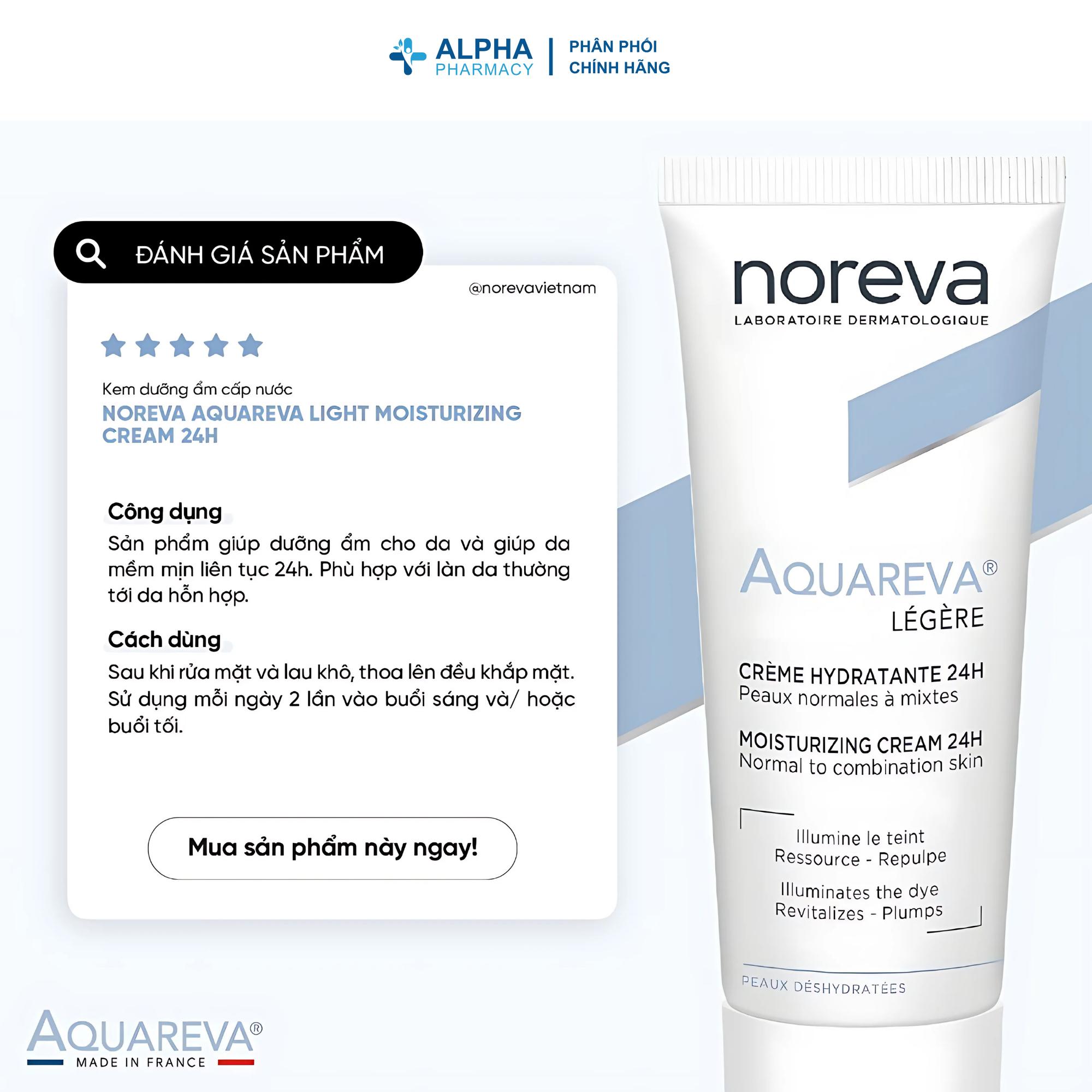 Kem Dưỡng Ẩm Noreva Aquareva Light Moisturizing Cream 24H – 40ml - Image 4