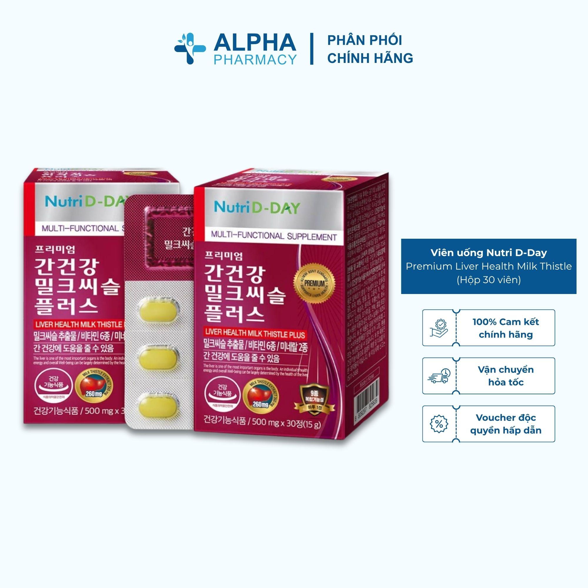 Nutri D-Day Premium Liver Health Milk Thistle Hỗ Trợ Bổ Gan - Hộp 30 Viên