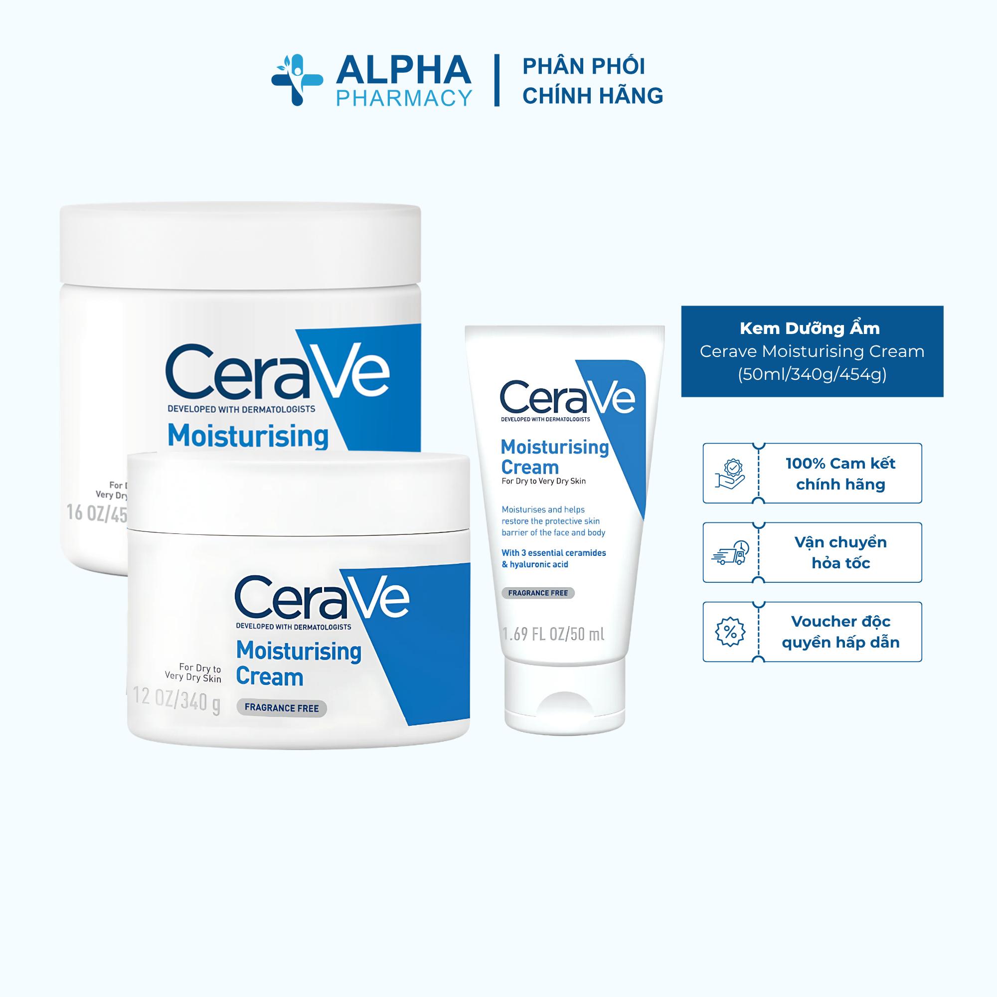 Kem Dưỡng Ẩm Cerave Moisturising Cream Cho Da Nứt Nẻ & Viêm Da Cơ Địa - 50ml/340g/454g