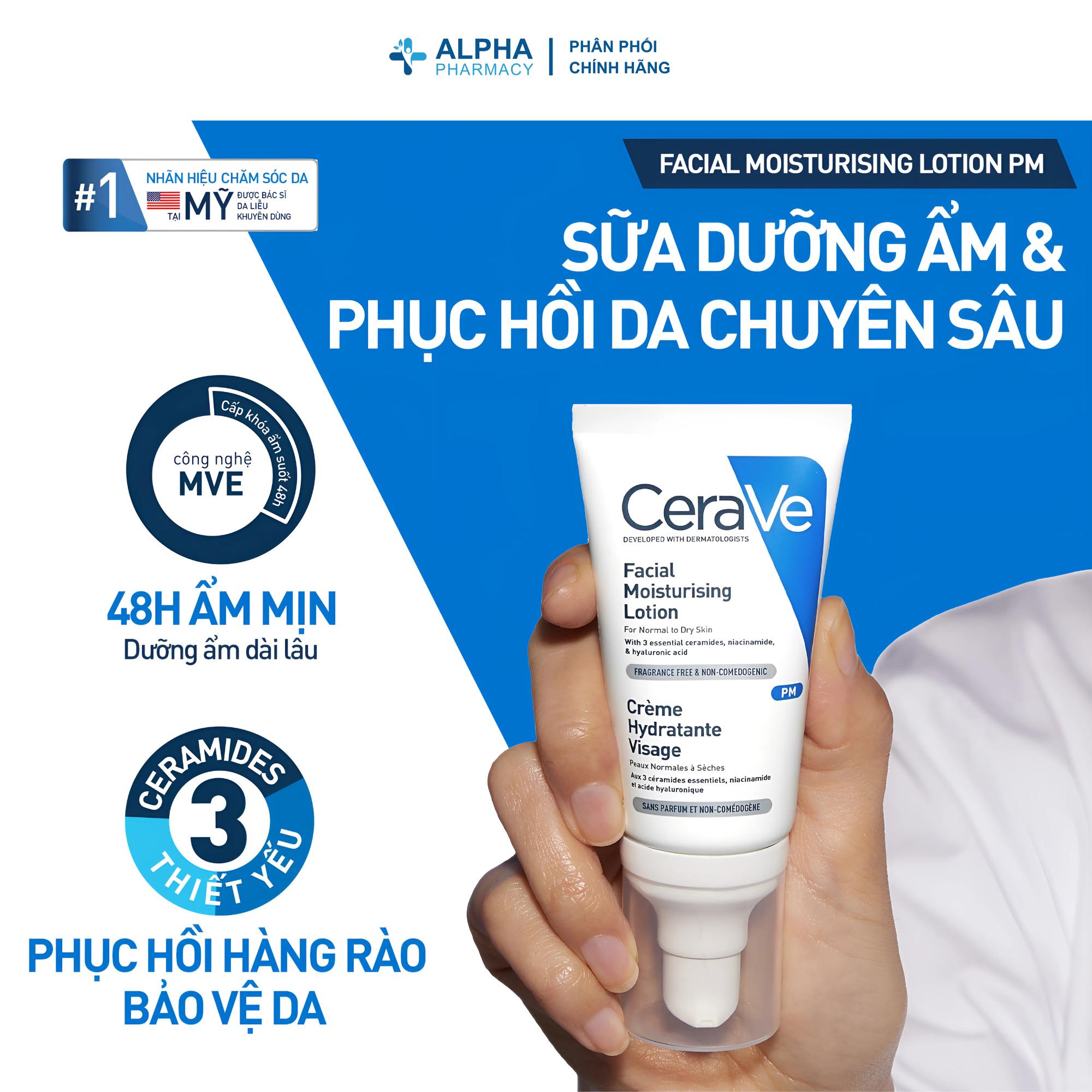 Sữa Dưỡng Ẩm Cerave Facial Moisturising Lotion PM Phục Hồi & Cấp Ẩm Chuyên Sâu – 52ml - Image 3