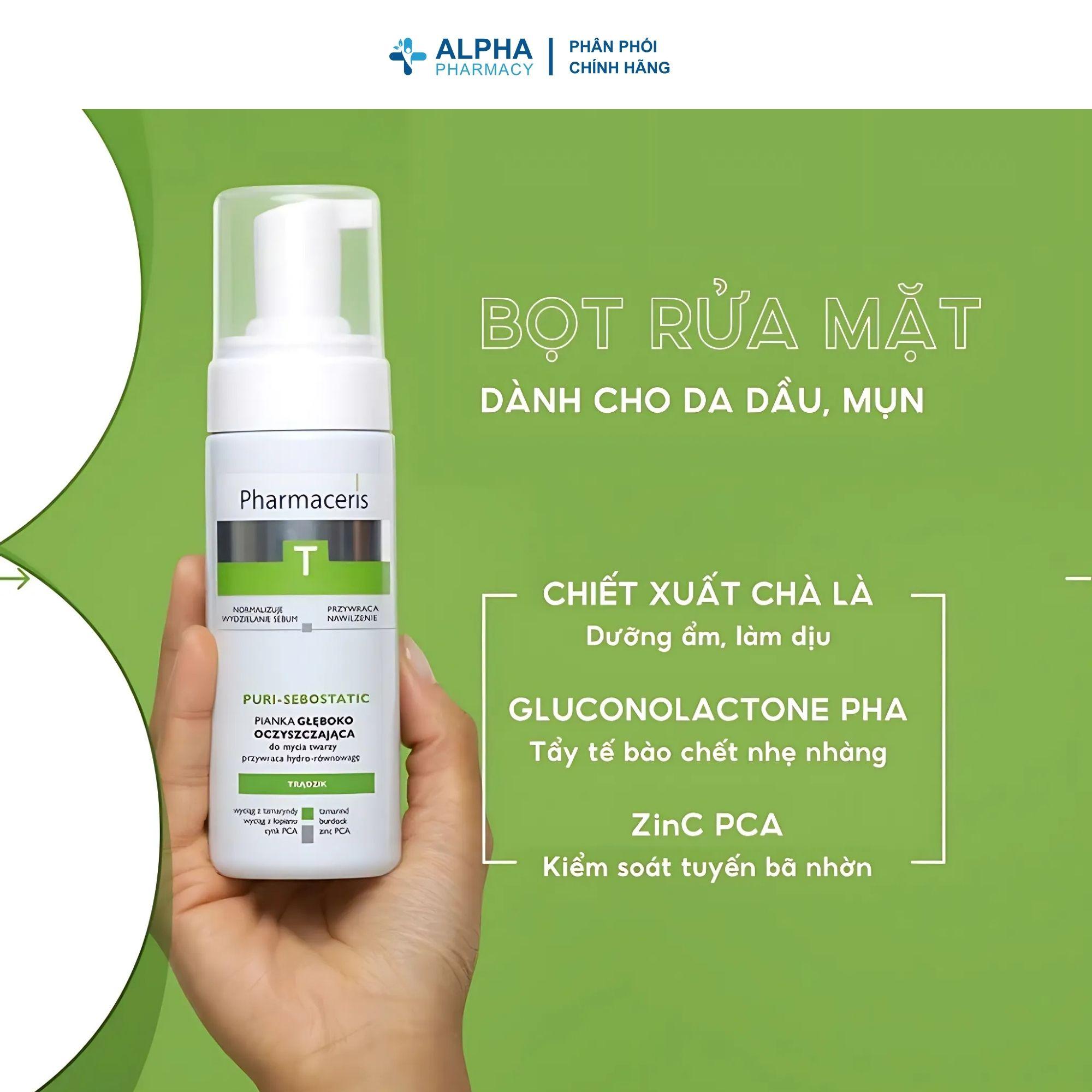 Bọt Rửa Mặt Pharmaceris Puri Sebostatic Làm Sạch Da Dầu, Giảm Bã Nhờn – 150ml - Image 3
