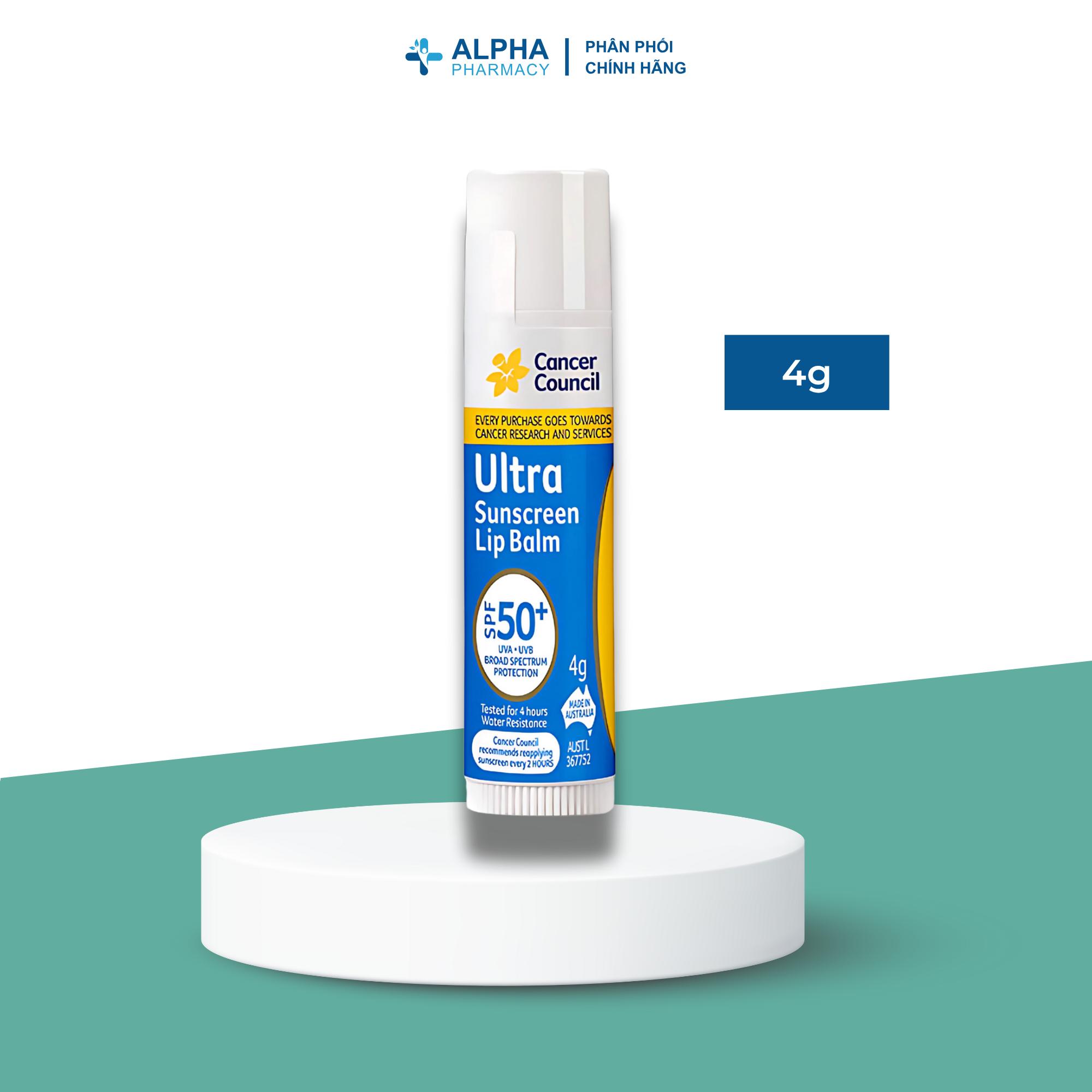 Son Dưỡng Môi Chống Nắng Cancer Council Ultra Suncreen Lip Balm SPF50+ Bảo Vệ & Dưỡng Ẩm Môi Hiệu Quả - 4g - Image 3
