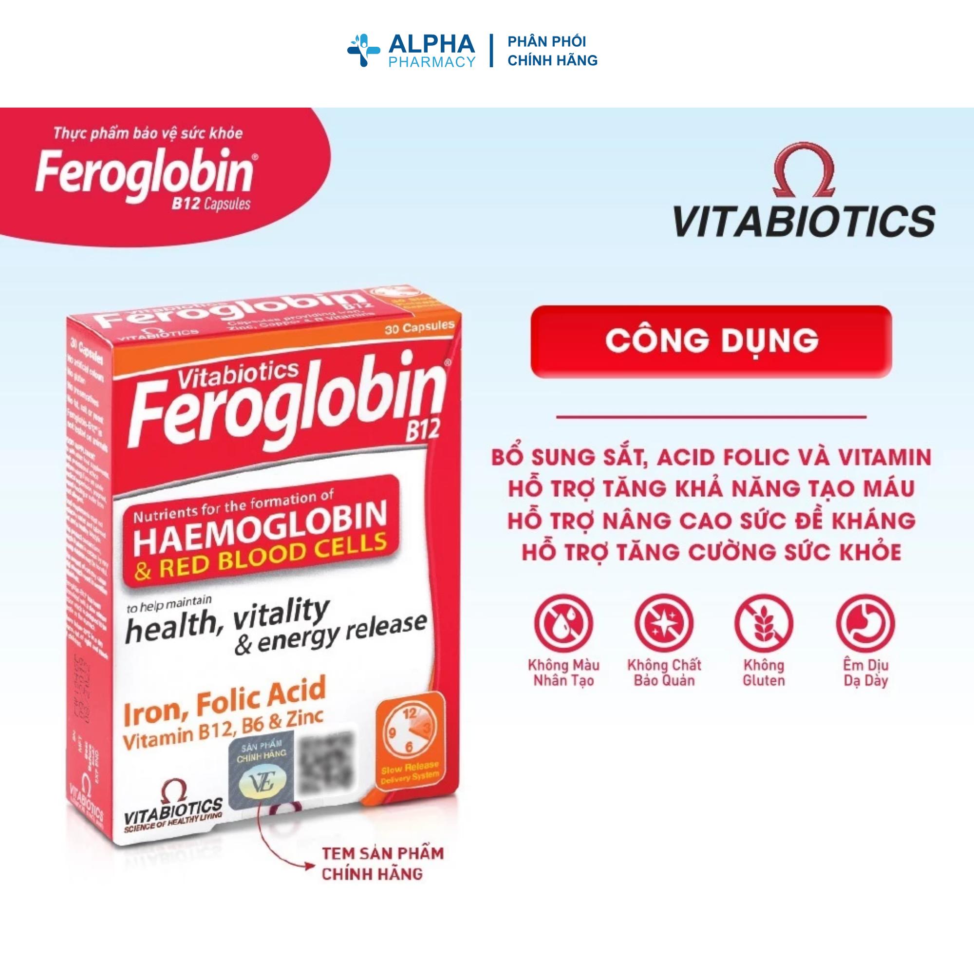 Viên Bổ Máu Vitabiotics Feroglobin Cho Người Lớn Và Mẹ Bầu – Hộp 30 Viên - Image 3
