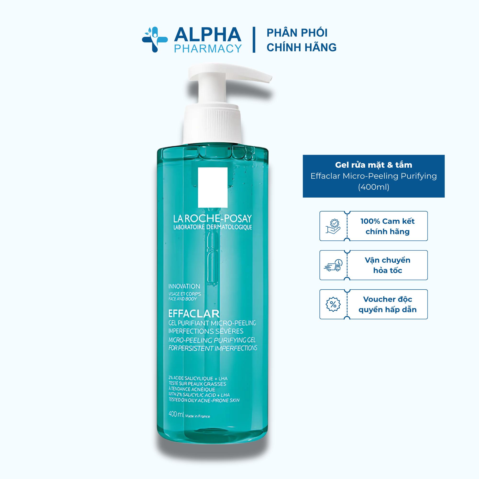 Gel Rửa Mặt & Tắm La Roche-Posay Effaclar Micro-Peeling Purifying Gel Làm Sạch & Giảm Mụn – 400ml