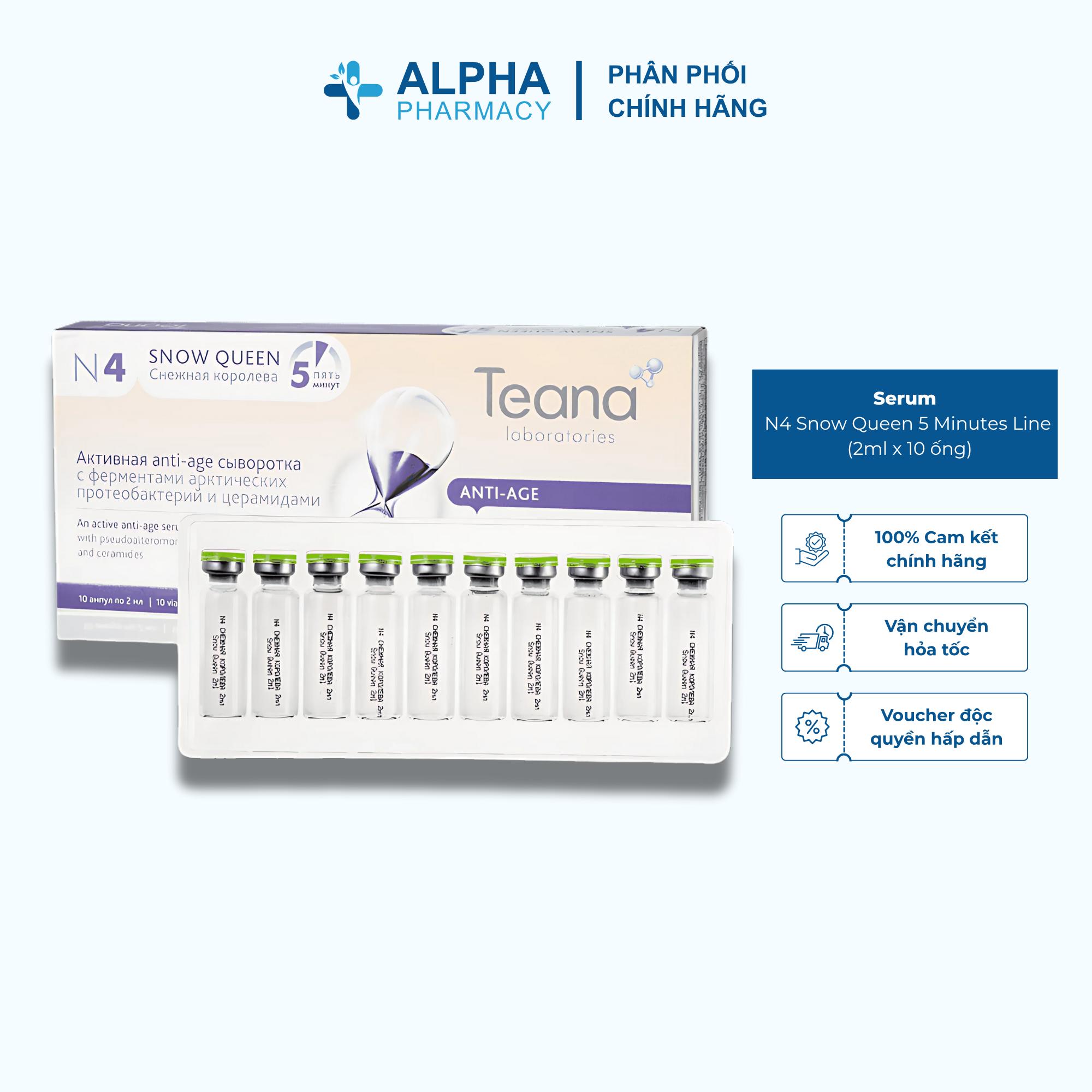 Serum Teana N4 Snow Queen 5 Minutes Line Làm Dịu Da & Làm Sáng Tông Màu Da - 20ml (2ml x 10 ống)