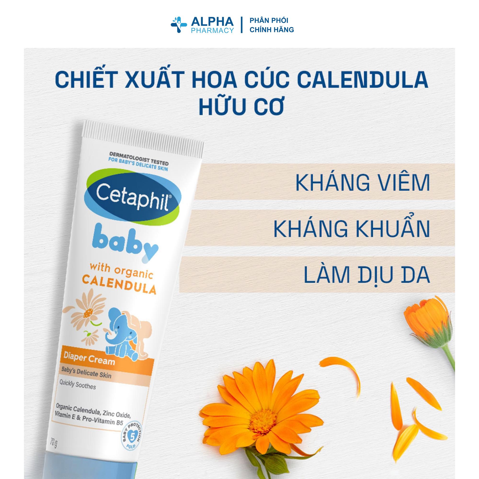 Kem Hăm Tã Cetaphil Baby Diaper Cream Calendula Làm Dịu & Bảo Vệ Da Bé - 70g - Image 3