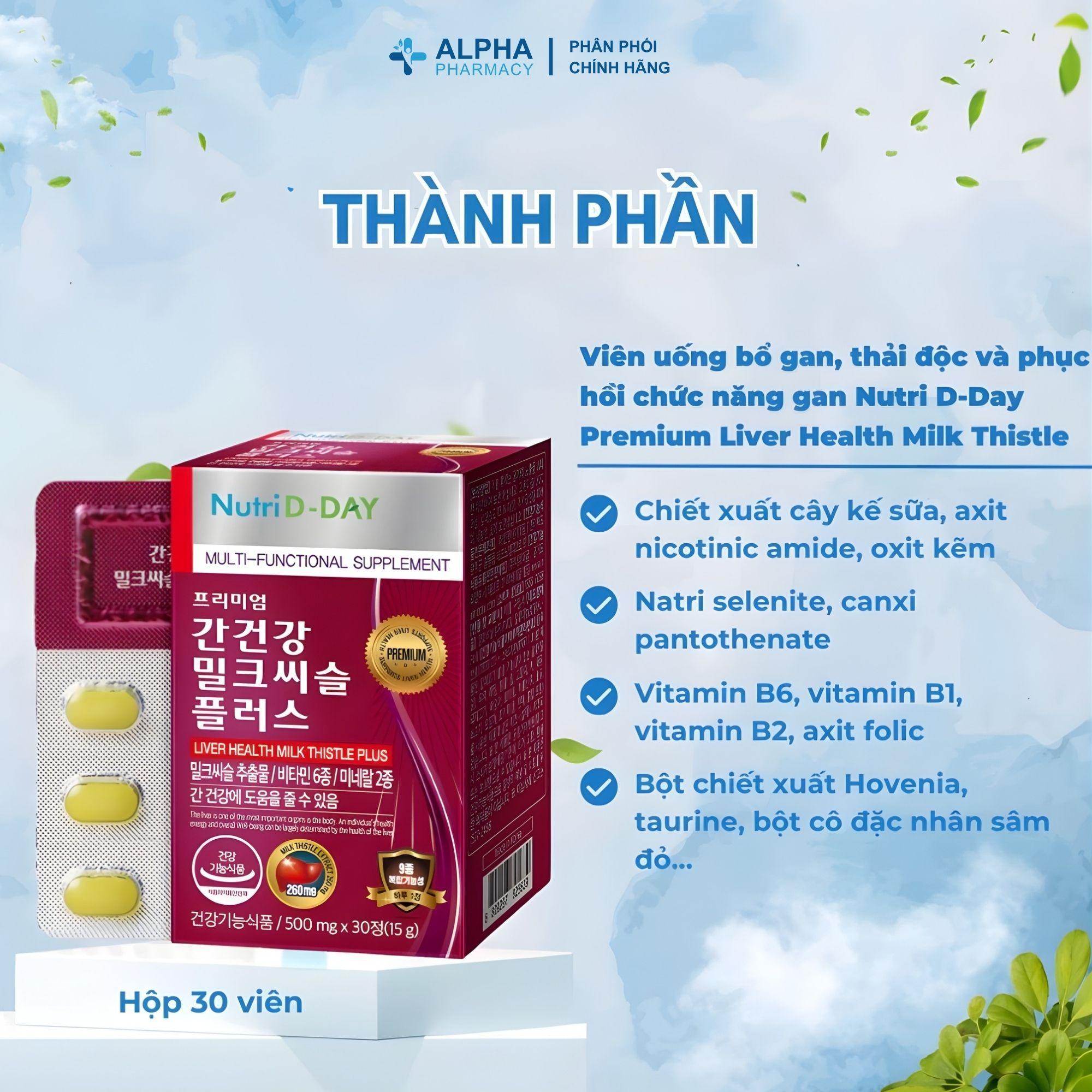 Nutri D-Day Premium Liver Health Milk Thistle Hỗ Trợ Bổ Gan - Hộp 30 Viên - Image 3