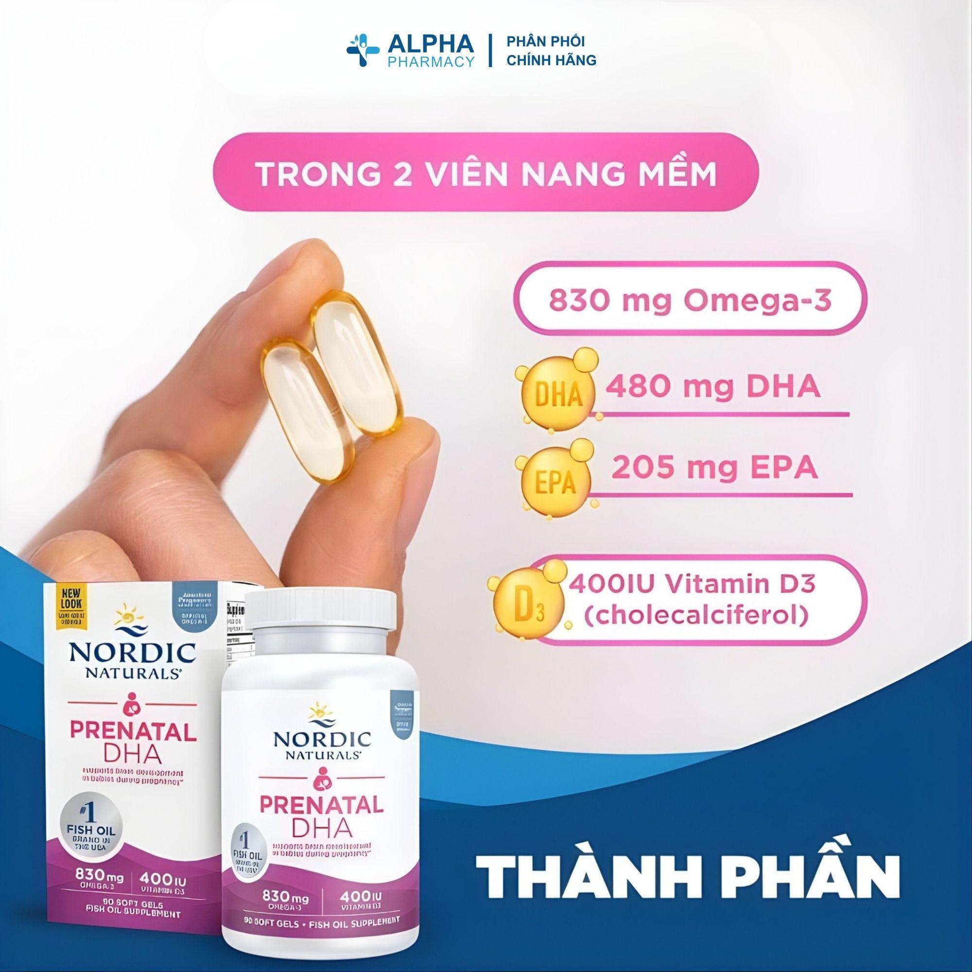 Thực Phẩm Bảo Vệ Sức Khỏe Nordic Naturals Prenatal DHA Bổ Sung DHA Cho Mẹ Bầu - 90 Viên - Image 3