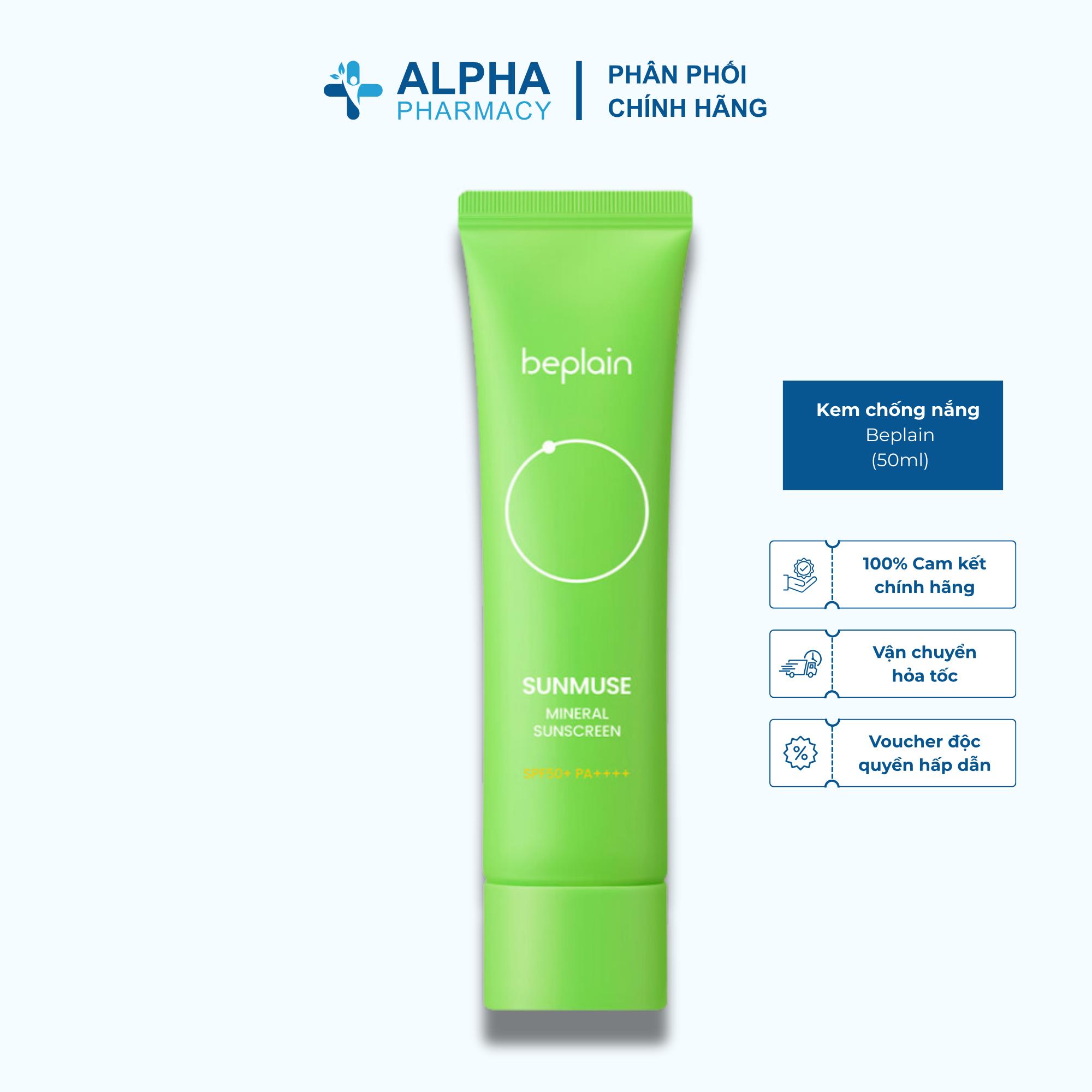 Kem Chống Nắng Vật Lý Beplain Hỗ Trợ Kiềm Dầu, Cho Làn Da Mịn Lì – 50ml (Xanh Lá)