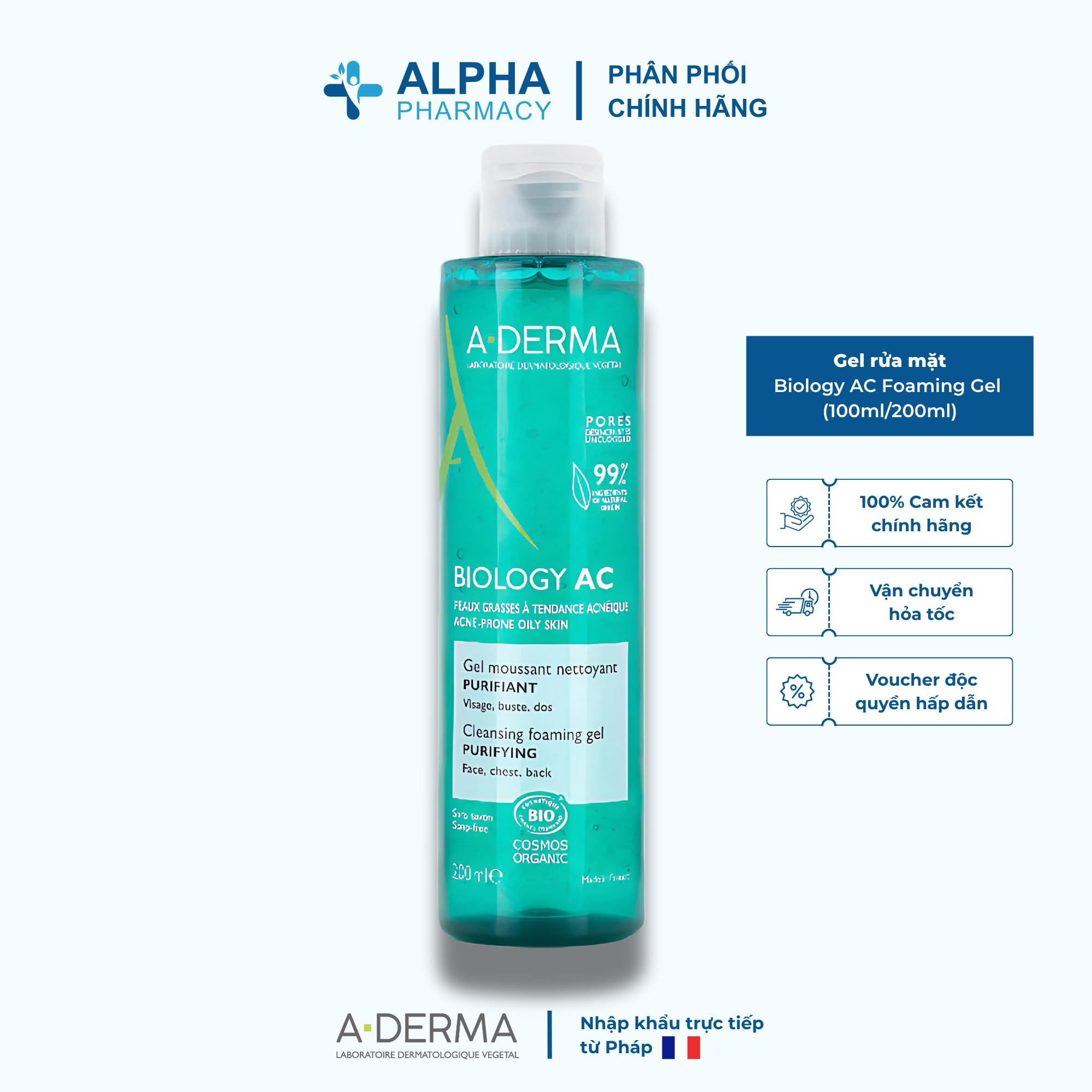 Gel Rửa Mặt Dịu Nhẹ Dành Cho Da Dầu Mụn A-Derma Biology AC Cleansing Foam Gel - 100ml/200ml