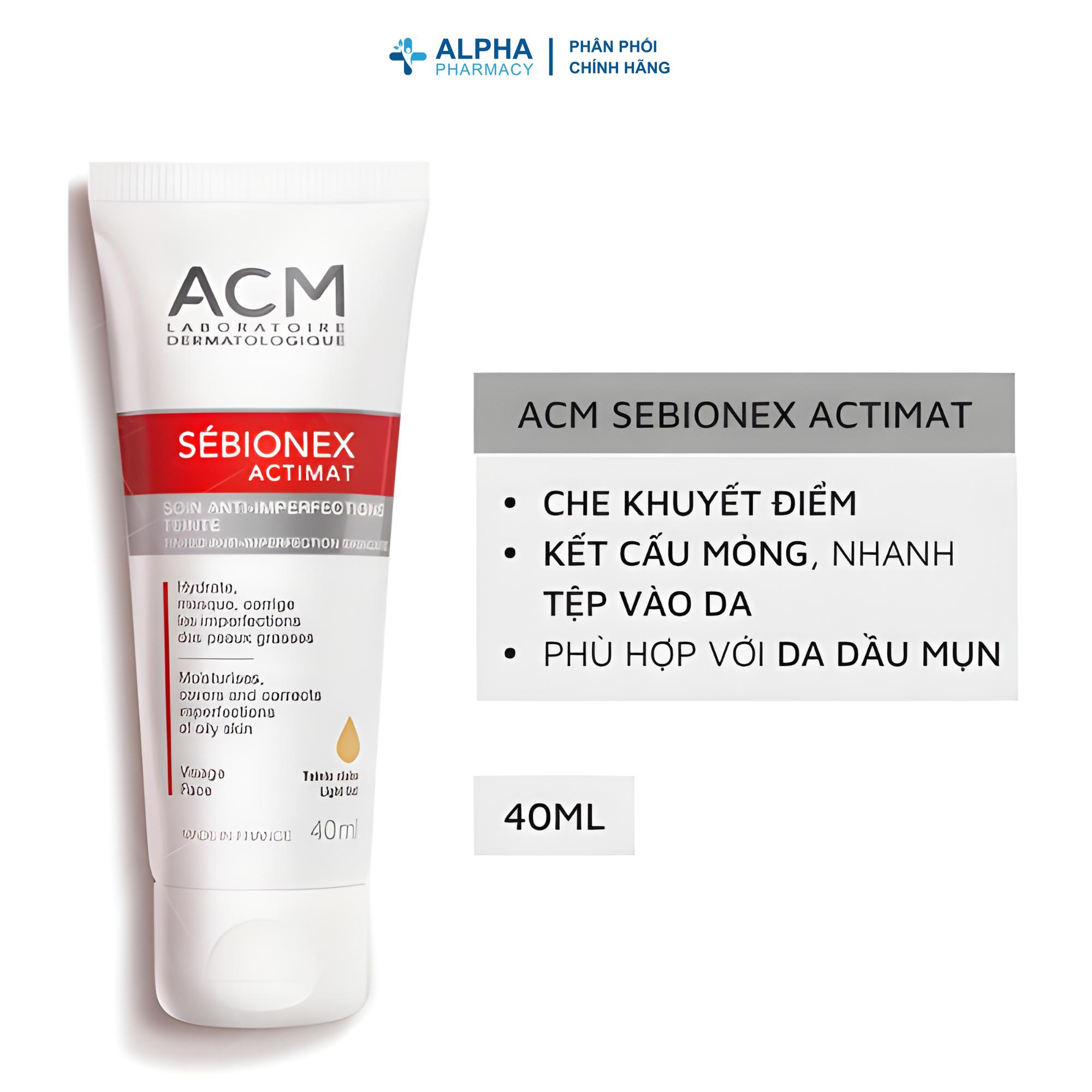 Kem Dưỡng Che Khuyết Điểm Cho Da Dầu Mụn ACM Sebionex Actimat Tinted Anti-Imperfection Skincare - 40ml - Image 2