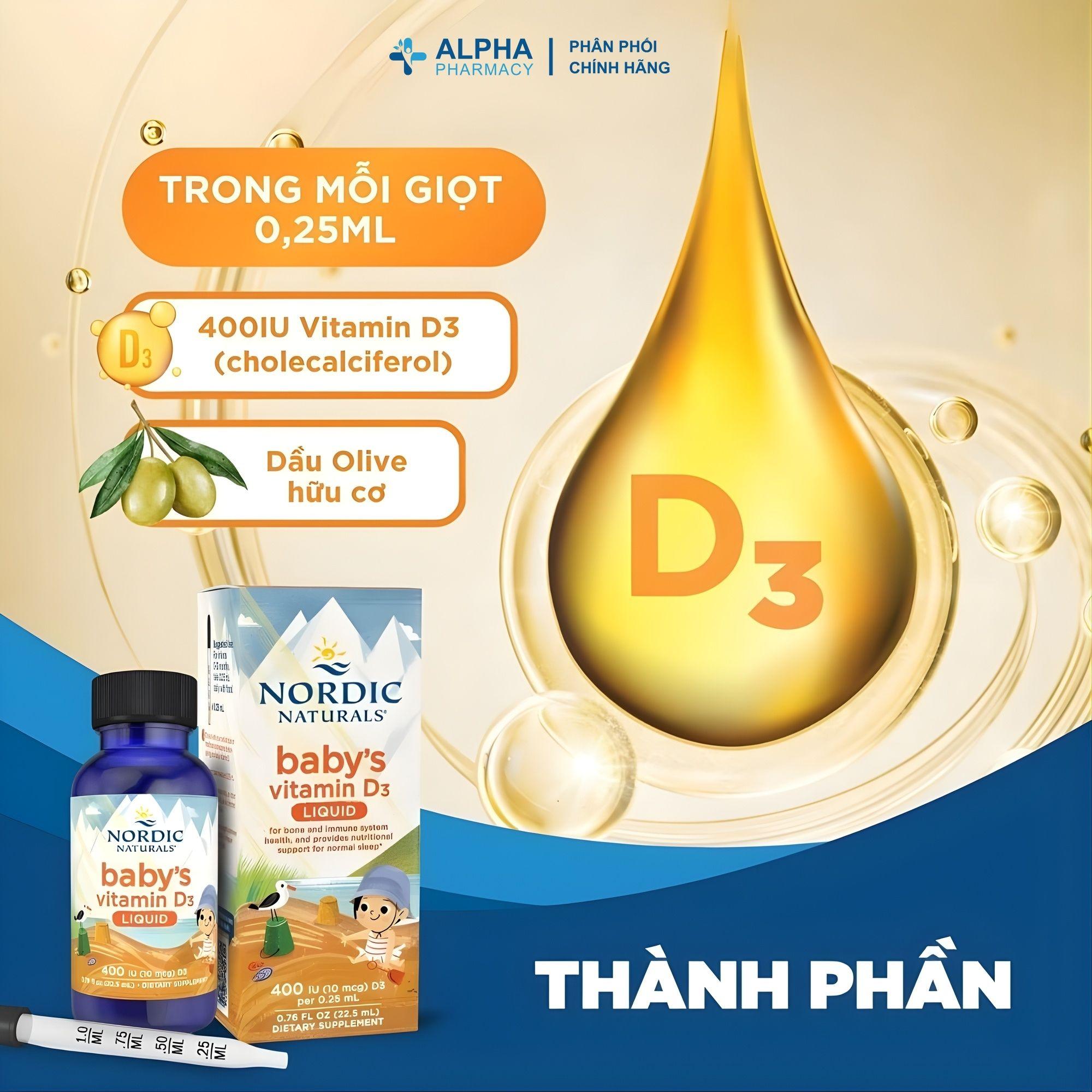 Nordic Naturals Baby’s Vitamin D3 Bổ Sung Vitamin D3 Dạng Giọt Cho Trẻ Sơ Sinh 0+ - 22.5ml - Image 4