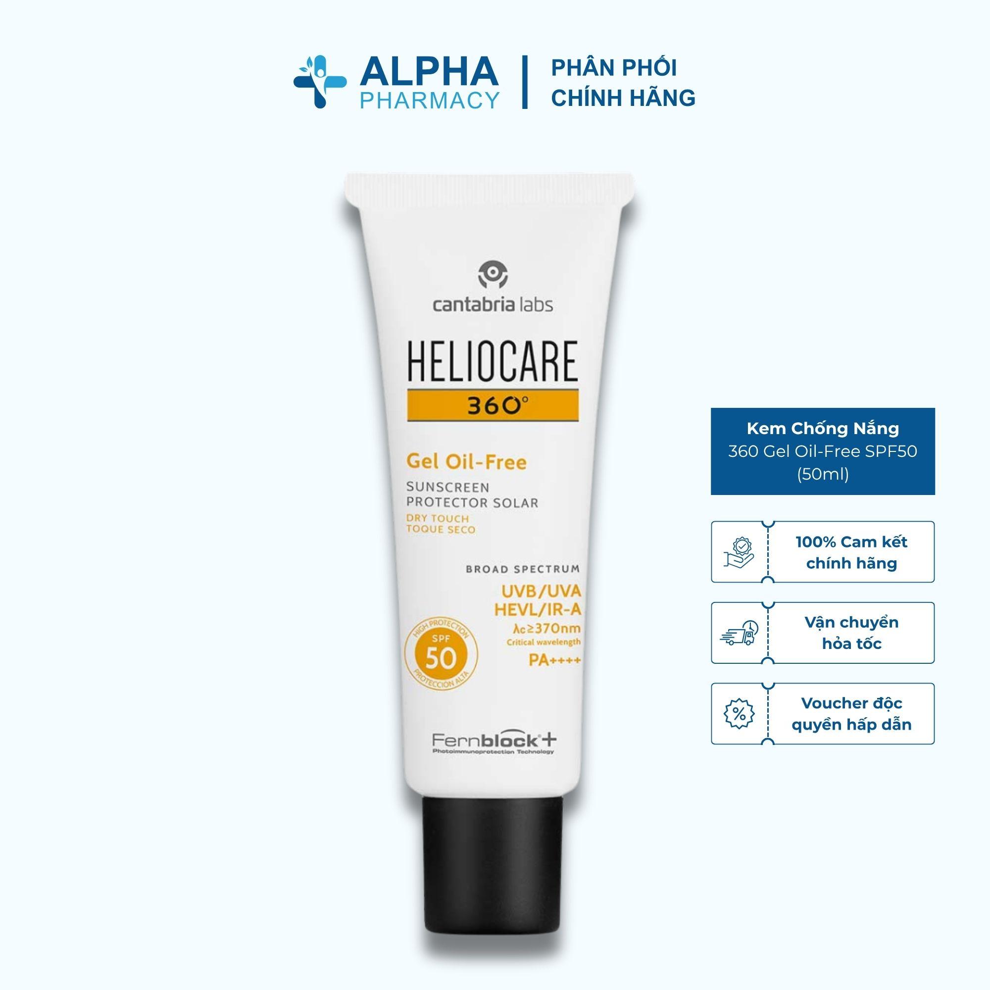 Kem Chống Nắng Heliocare 360 Gel Oil-Free SPF50 Kiểm Soát Dầu, Chống Nắng Toàn Diện – 50ml