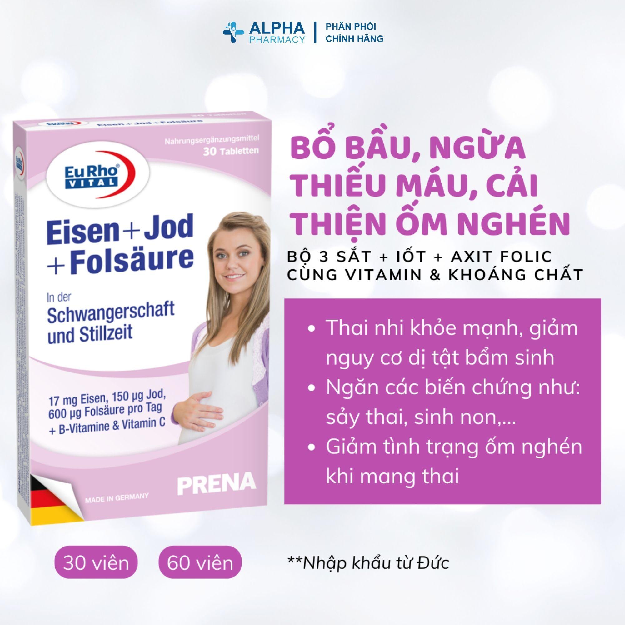 Thực Phẩm Bảo Vệ Sức Khỏe EuRho Vital Eisen + Jod + Folsäure Bổ Sung Sắt, Cải Thiện Cấu Trúc Não Bộ - Image 3