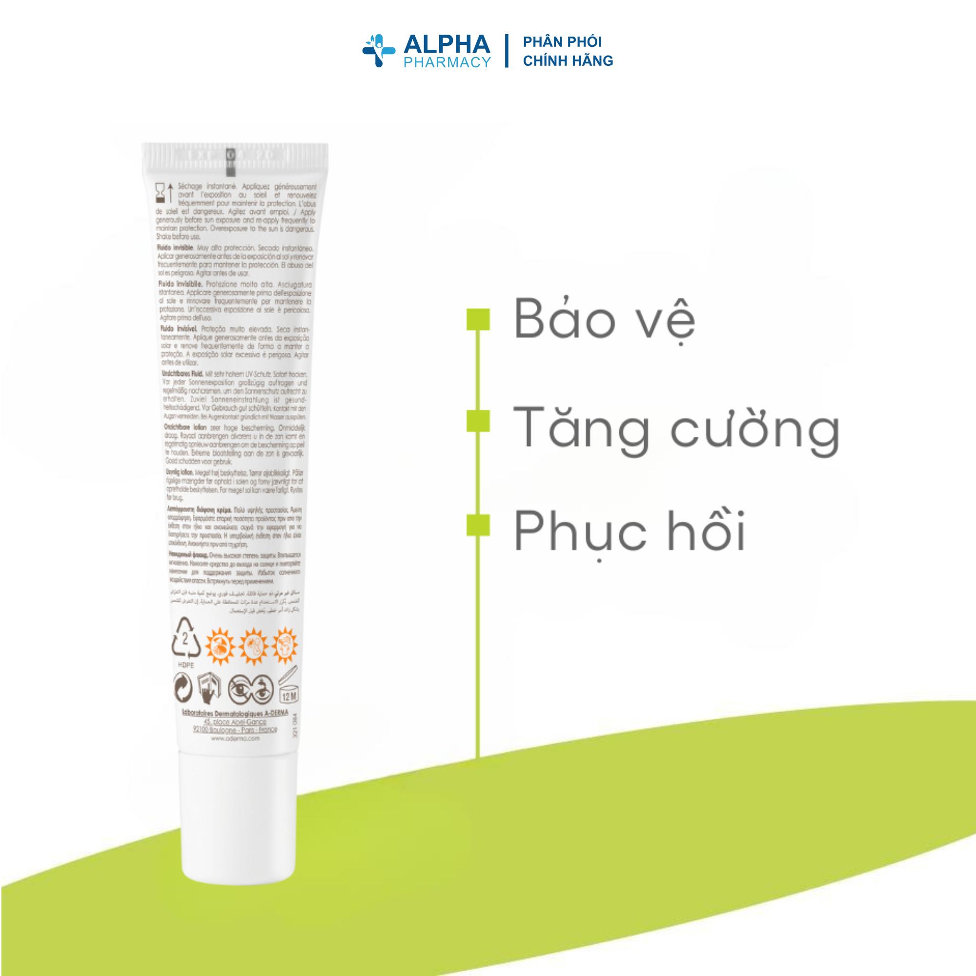 Kem Chống Nắng Cho Da Nhạy Cảm A-Derma Protect Invisible Fluid Very High Protection SPF50+ - 40ml - Image 6