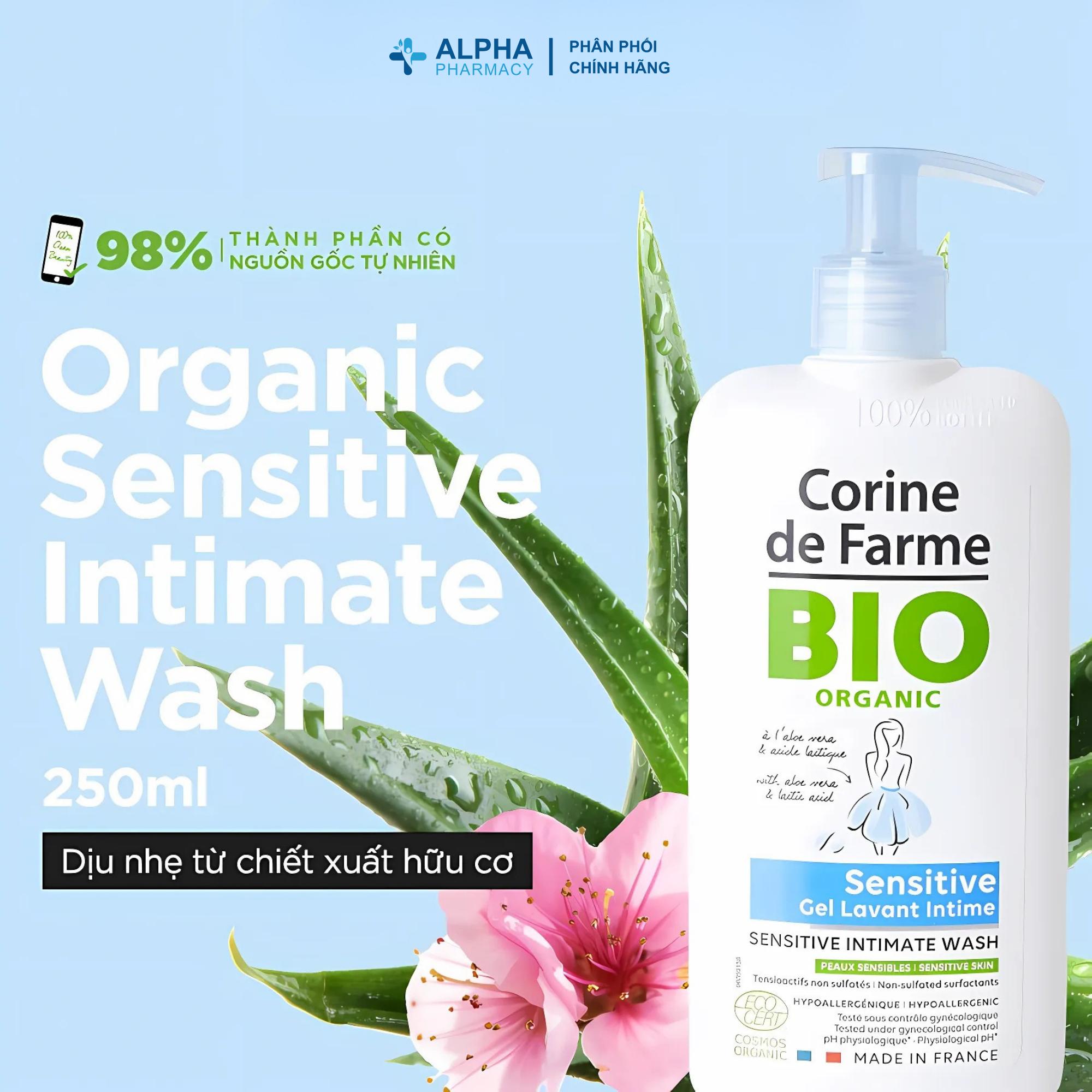 Dung Dịch Vệ Sinh Phụ Nữ Hữu Cơ Corine De Farme Organic Sensitive Intimate Wash – 250ml - Image 2