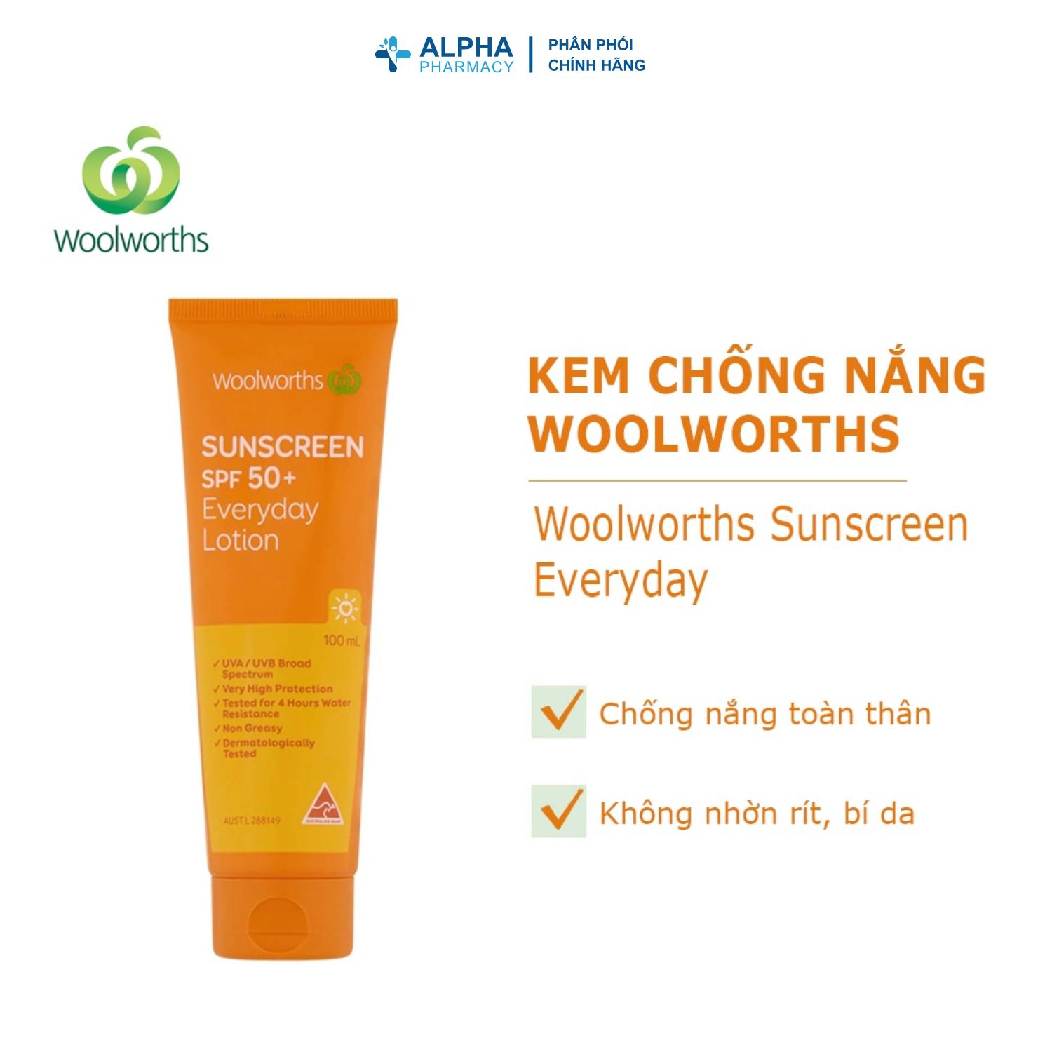 Kem chống nắng Woolworths Sunscreen Everyday Tube Spf 50+ 100ml - Image 2
