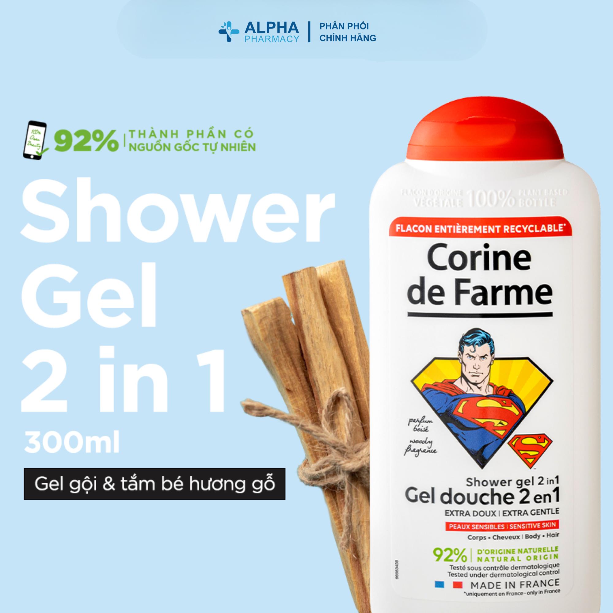 Gel Gội Và Tắm Bé Corine De Farme Shower Gel 2 In 1 Superman Hương Gỗ – 300ml - Image 2
