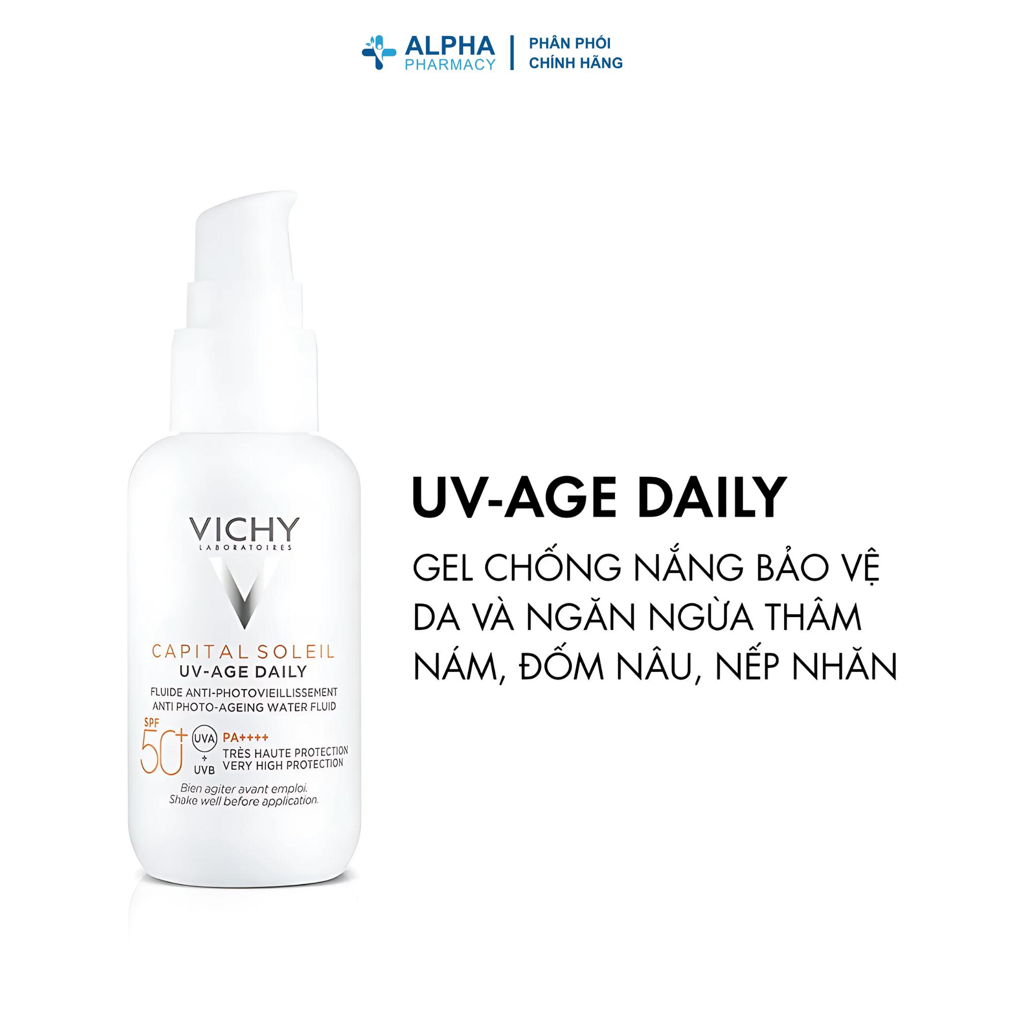 Gel Chống Nắng Vichy Capital Soleil UV-Age Daily Giảm Thâm Nám & Nếp Nhăn Do Tia UVA/UVB – 40ml - Image 2