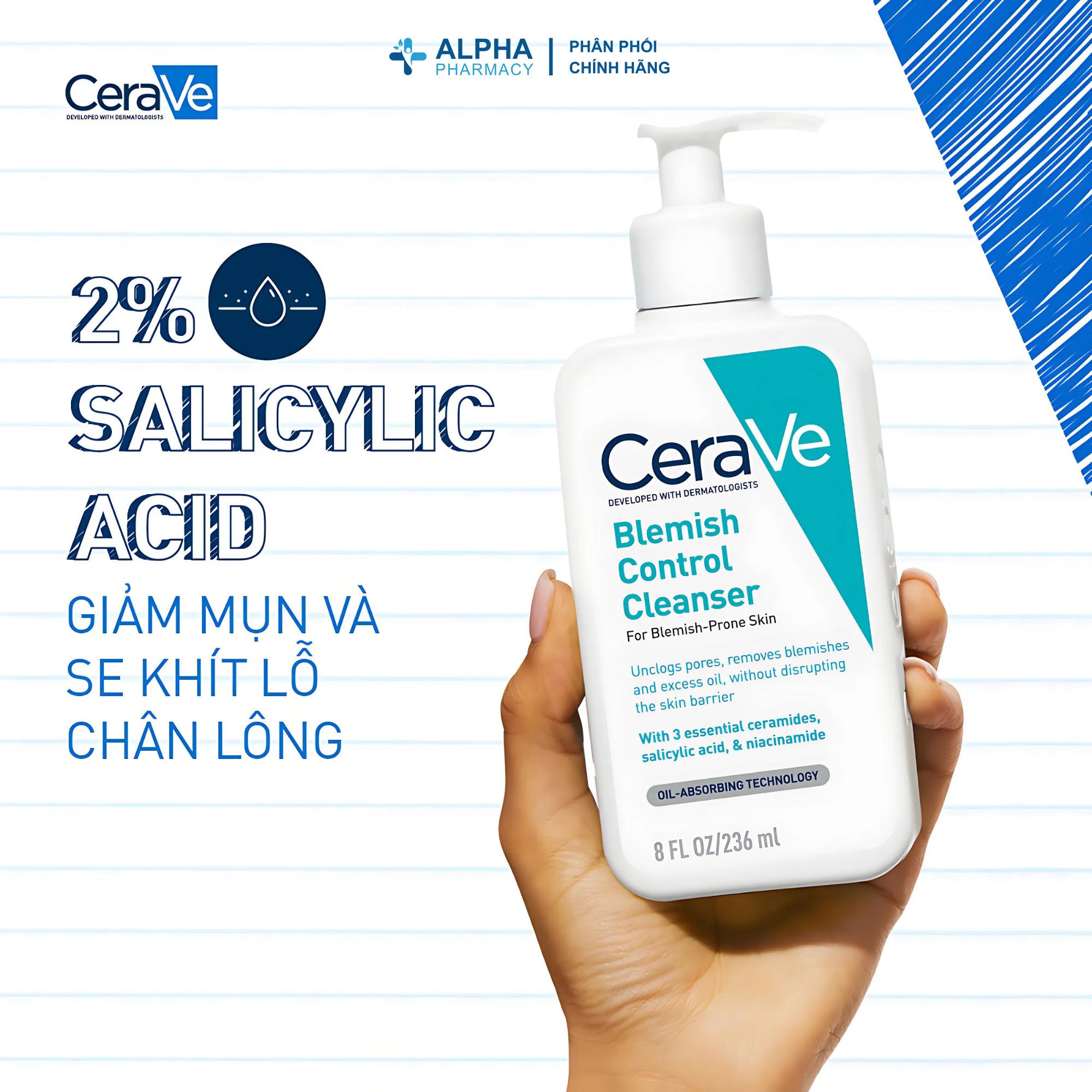 Sữa Rửa Mặt Cerave Blemish Control Cleanser Giảm Mụn & Không Gây Khô Da - 88ml/236ml/473ml - Image 4