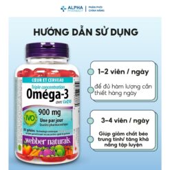 Alternative view of Viên Uống Omega-3 + CoQ10 Webber Naturals Hỗ Trợ Não Bộ Và Giảm Mỡ Máu – Hộp 80 Viên