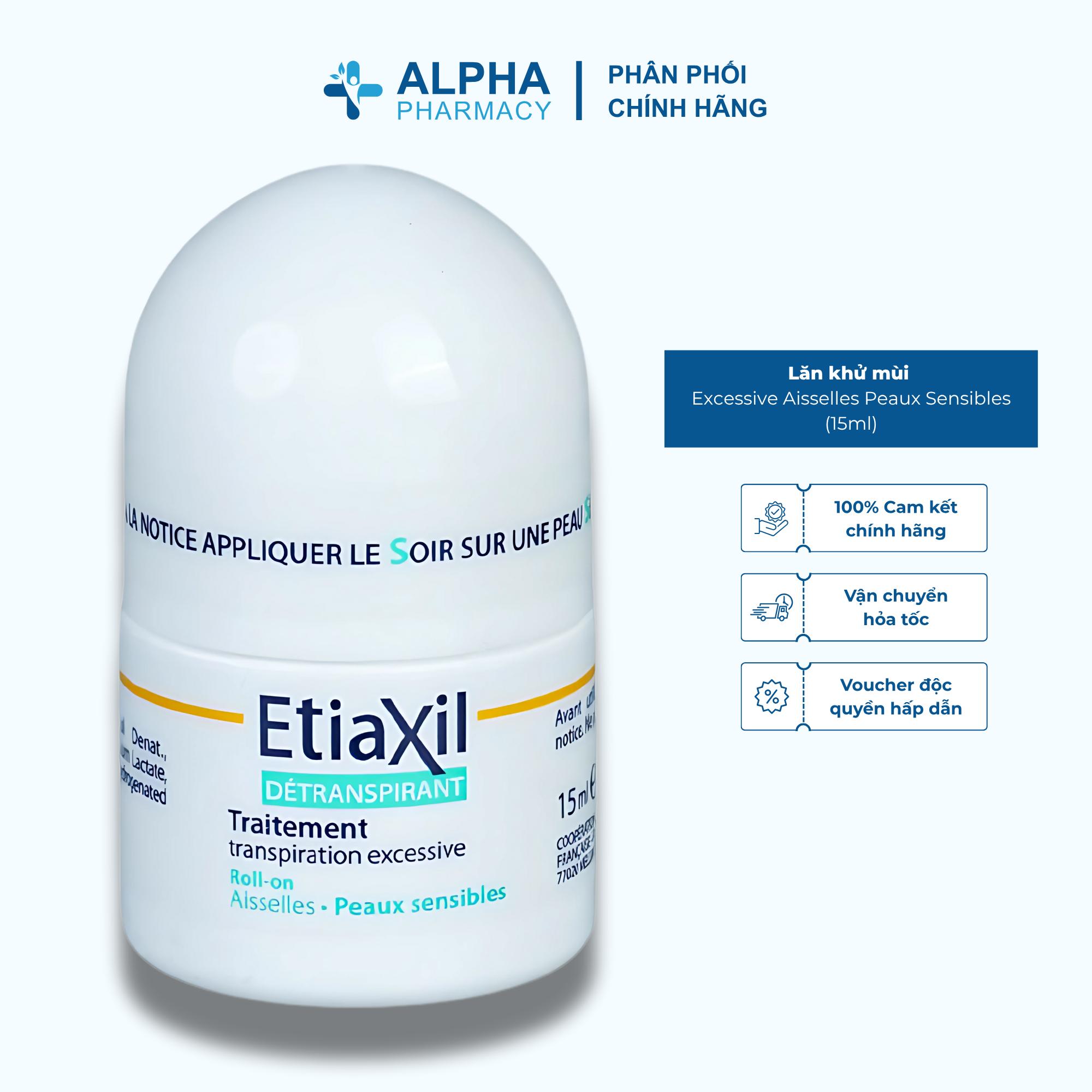 Lăn Khử Mùi Etiaxil Detranspirant Traitement Transpiration Excessive Aisselles Peaux Sensibles Cho Da Nhạy Cảm – 15ml