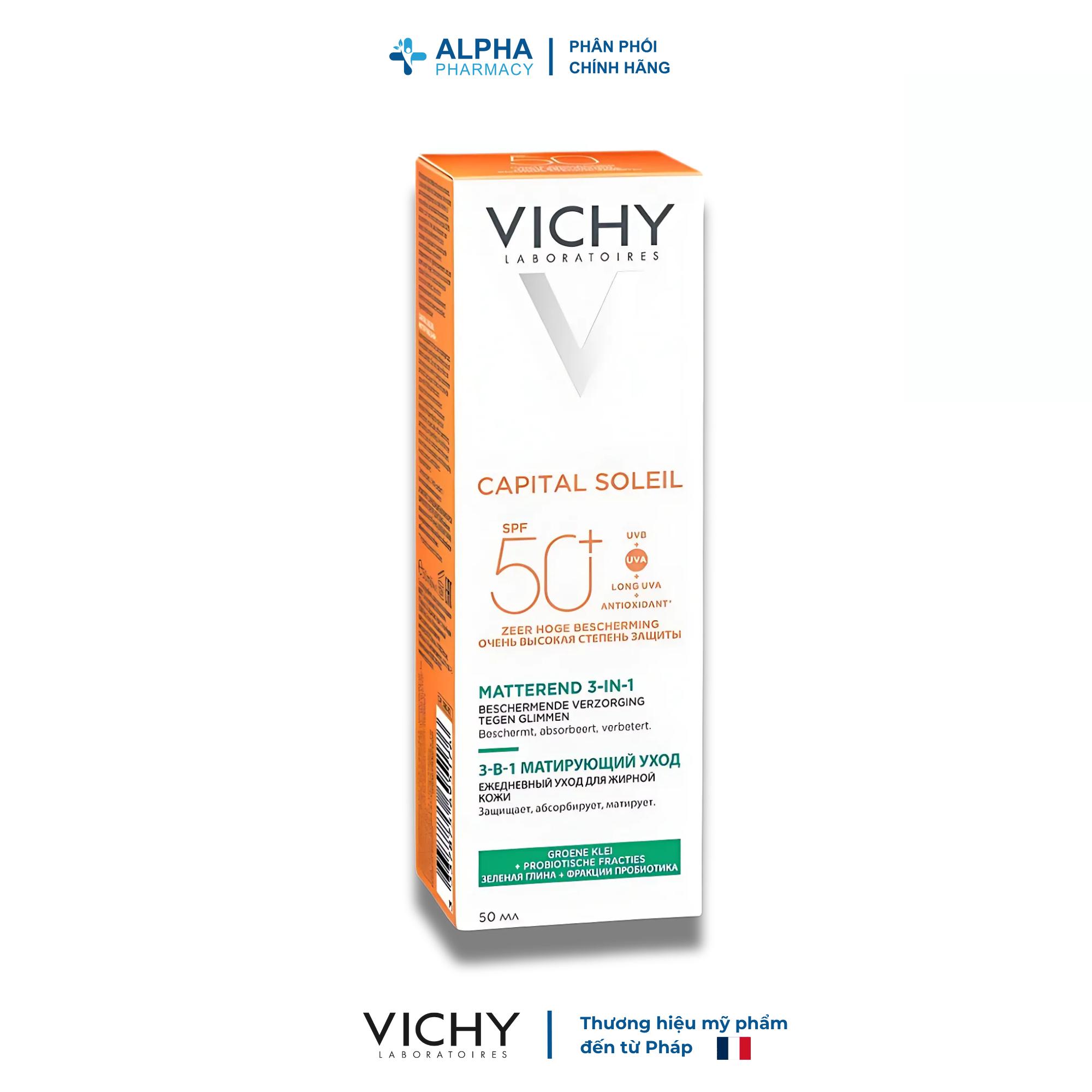 Kem Chống Nắng Vichy Capital Soleil Mattifying 3-in-1 SPF50+ UVB + UVA Chống Ô Nhiễm, Bụi Mịn & Kiềm Dầu – 50ml - Image 4