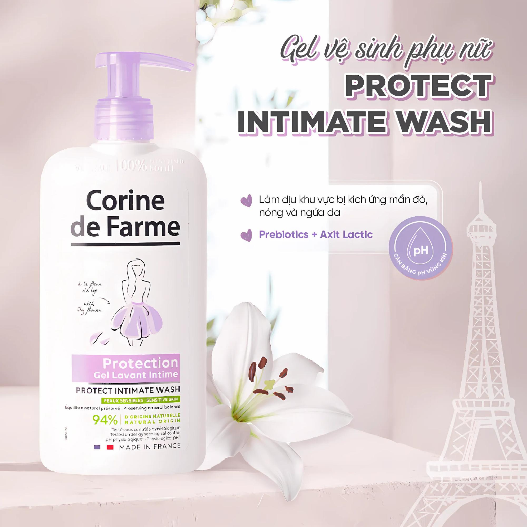 Dung Dịch Vệ Sinh Phụ Nữ Corine De Farme Protect Intimate Wash Bảo Vệ Da Nhạy Cảm – 250ml - Image 3