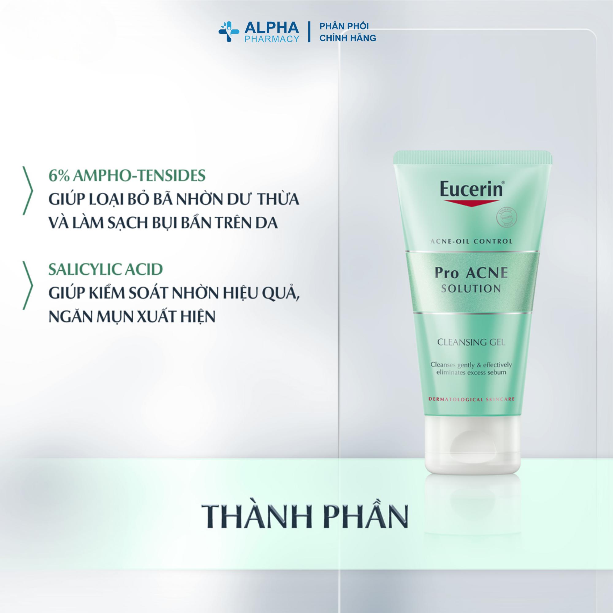 Gel Rửa Mặt Eucerin ProACNE Cleansing Gel Cho Da Dầu Mụn, Làm Sạch Sâu & Giảm Nhờn – 75ml/200ml/400ml - Image 5
