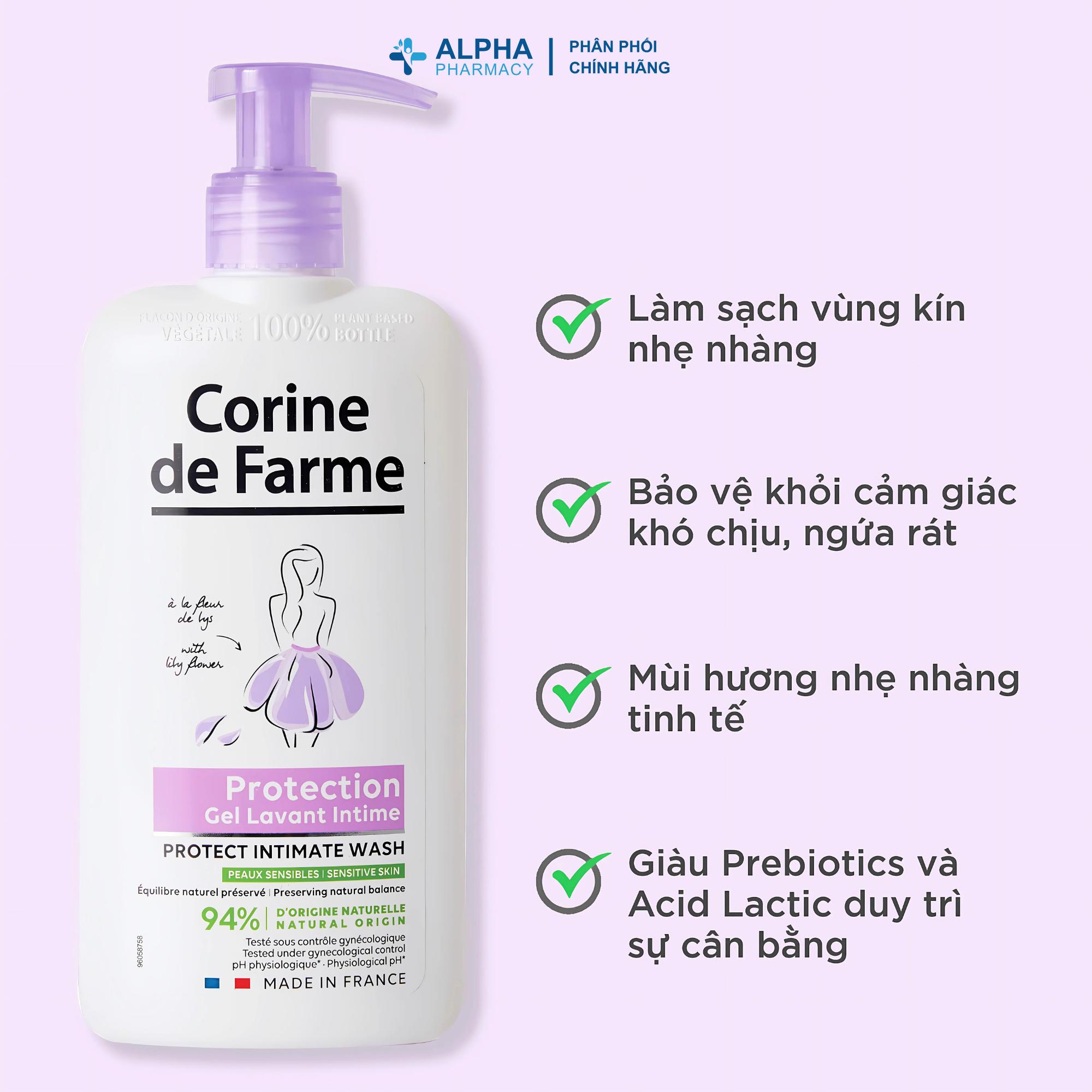 Dung Dịch Vệ Sinh Phụ Nữ Corine De Farme Protect Intimate Wash Bảo Vệ Da Nhạy Cảm – 250ml - Image 4