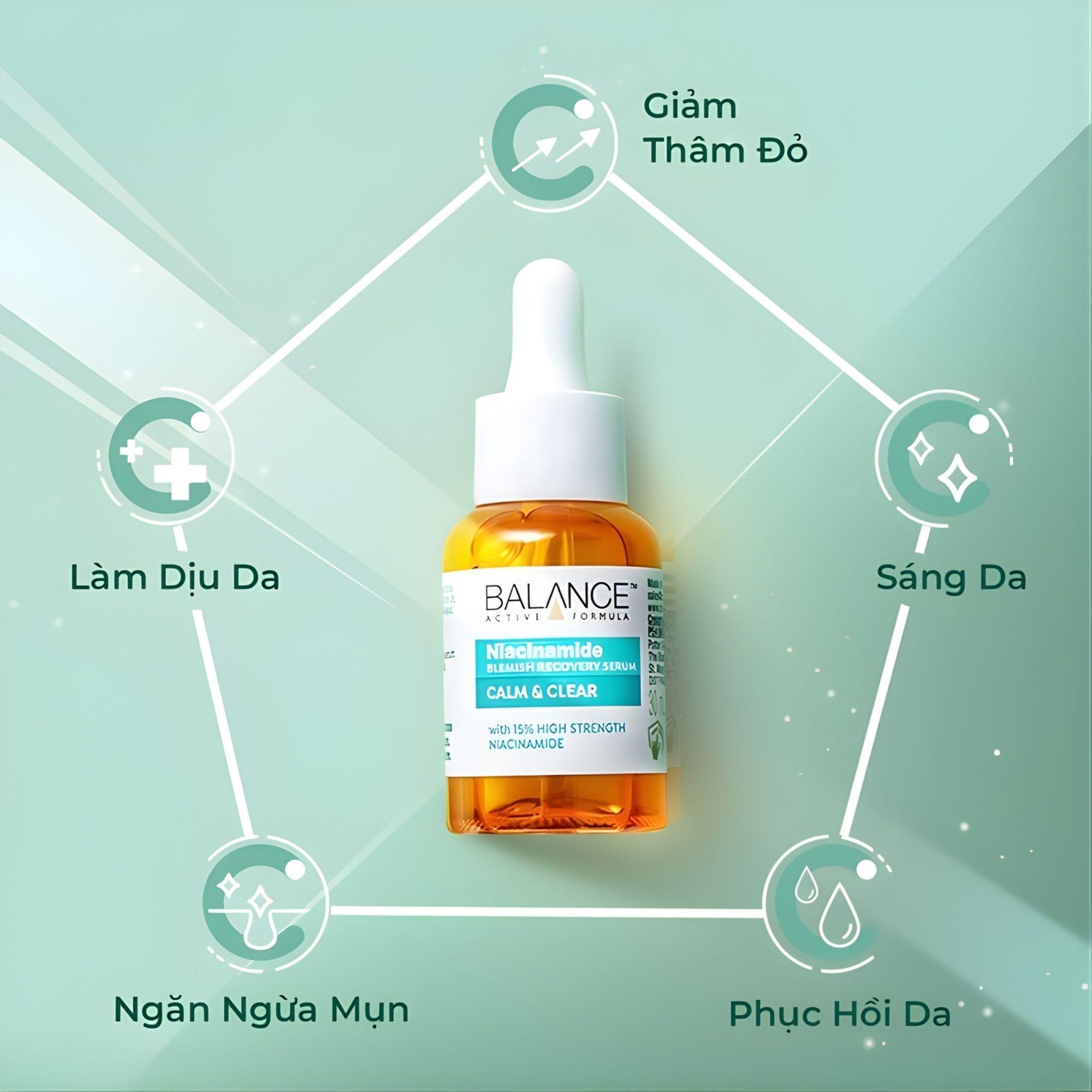 Tinh Chất Balance Active Formula Niacinamide Blemish Recovery Serum Calm & Clear Ngừa Mụn, Mờ Thâm – 30ml - Image 3