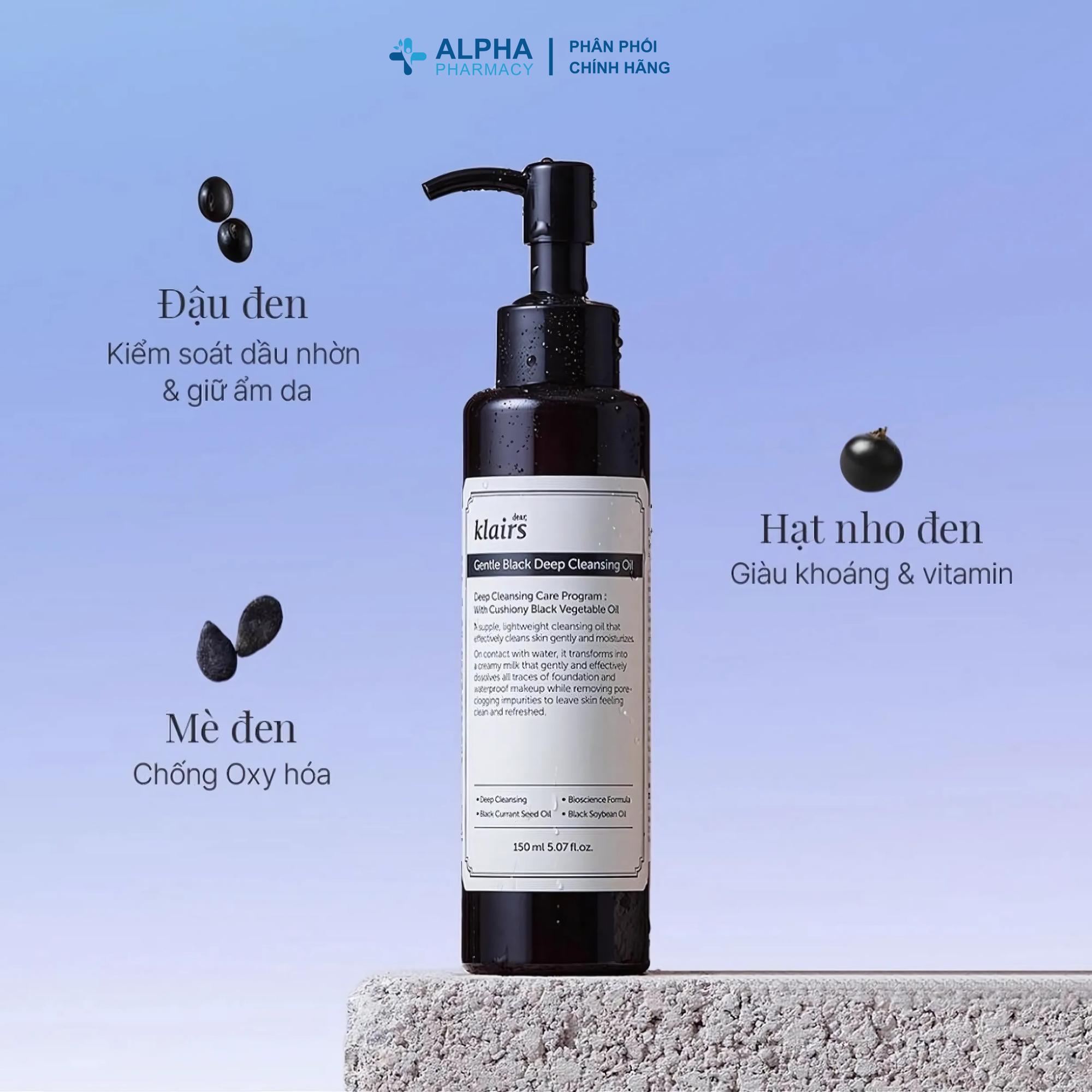 Dầu Tẩy Trang Klairs Gentle Black Deep Cleansing Oil Làm Sạch Sâu & Giữ Ẩm Da – 150ml - Image 3